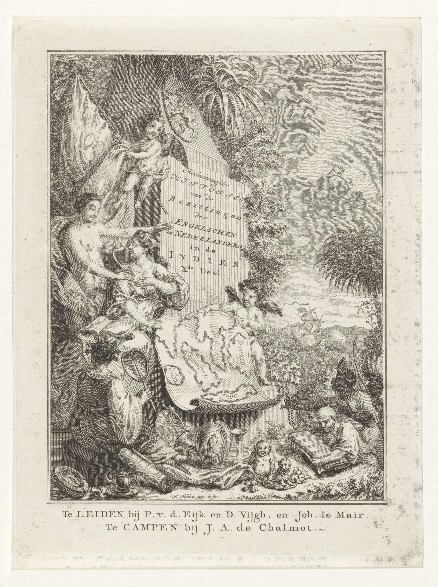 Allegorie op Engelse en Nederlandse kolonies by Simon Fokke