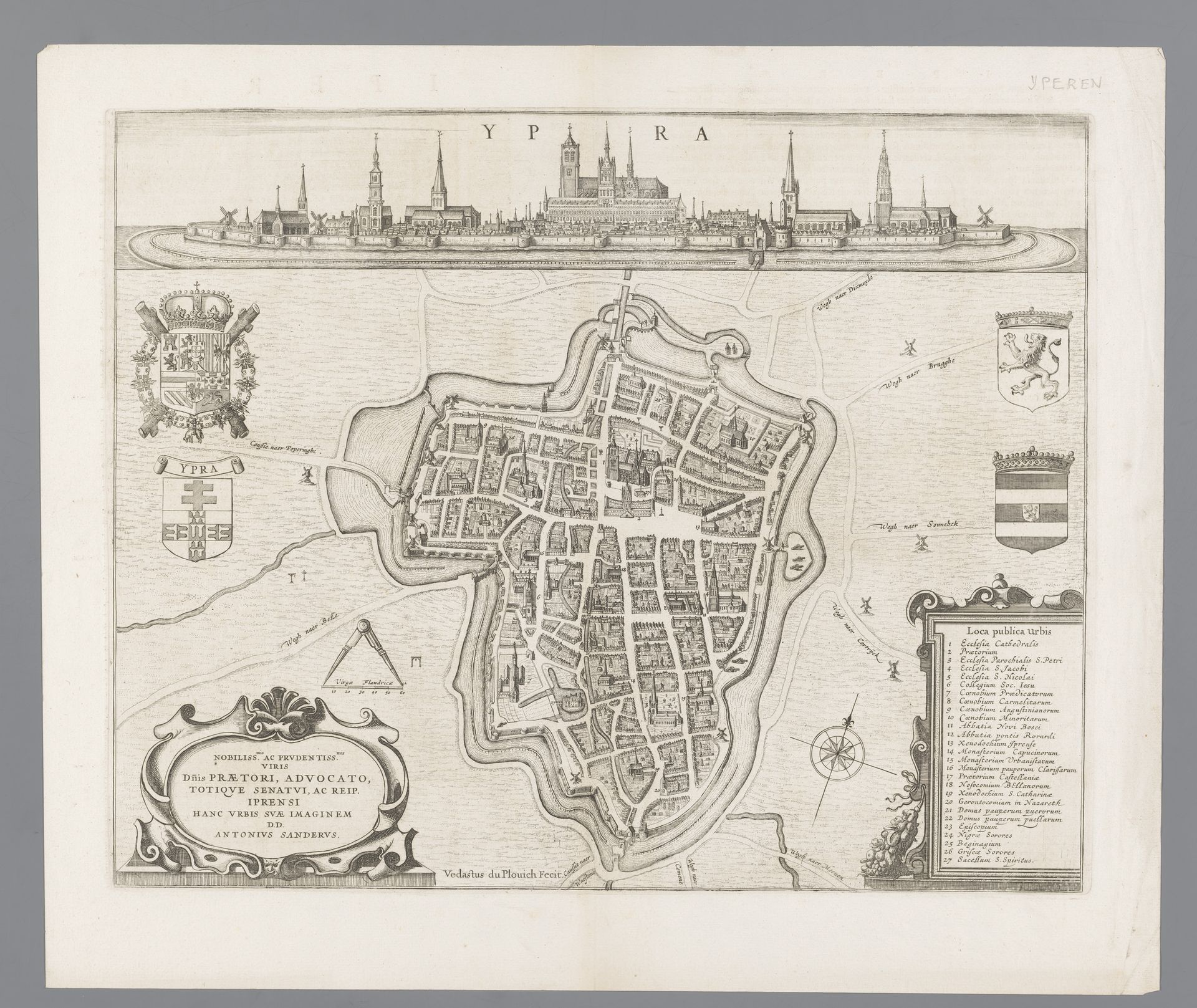 Plattegrond van Ieper by Vedastus du Plouich