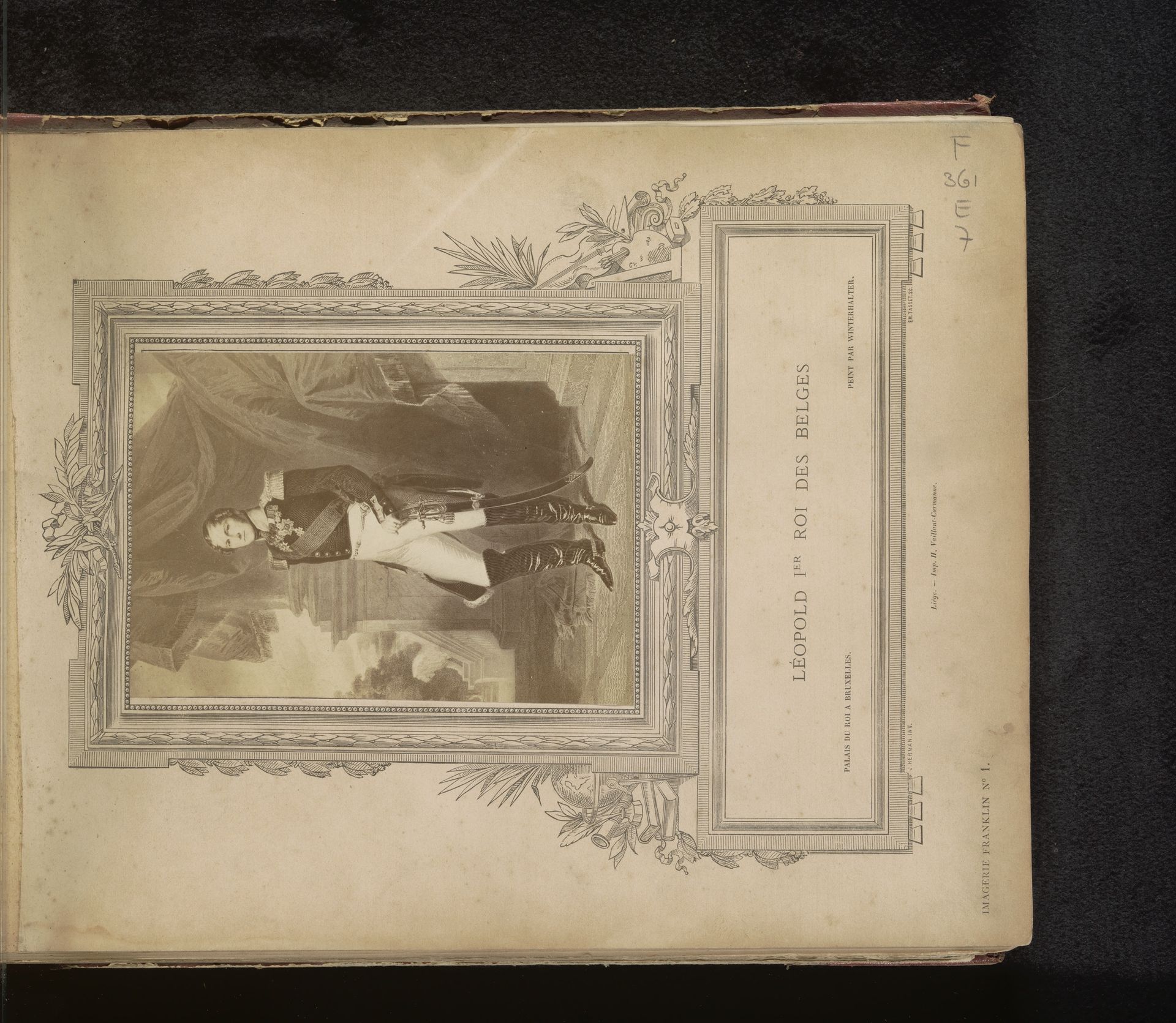 Fotoreproductie van een prent van een portret van Leopold I van België by Anonymous