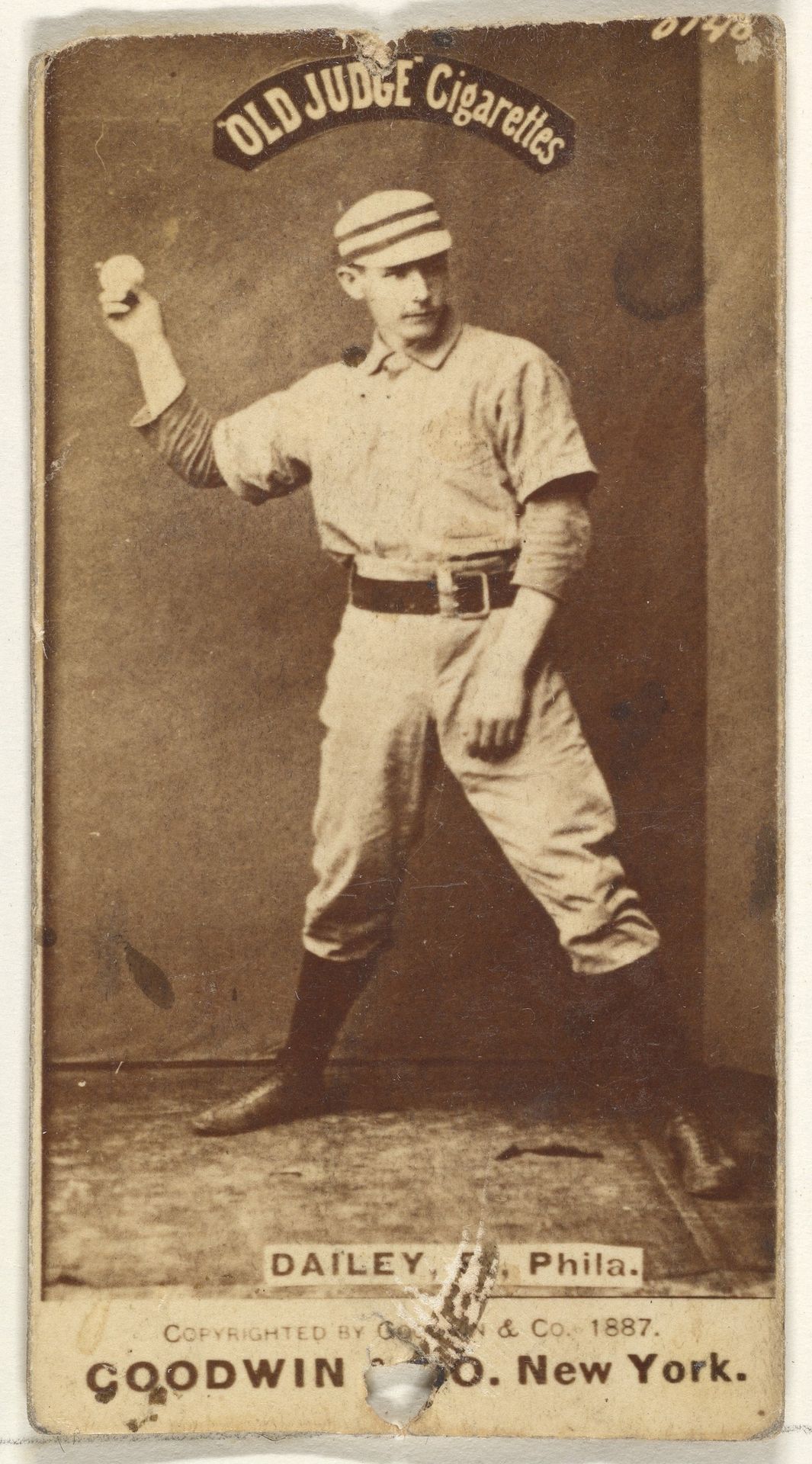 Edward M. Daily, Pitcher, Philadelphia, from the Old Judge series (N172) for Old Judge Cigarettes by Goodwin & Company