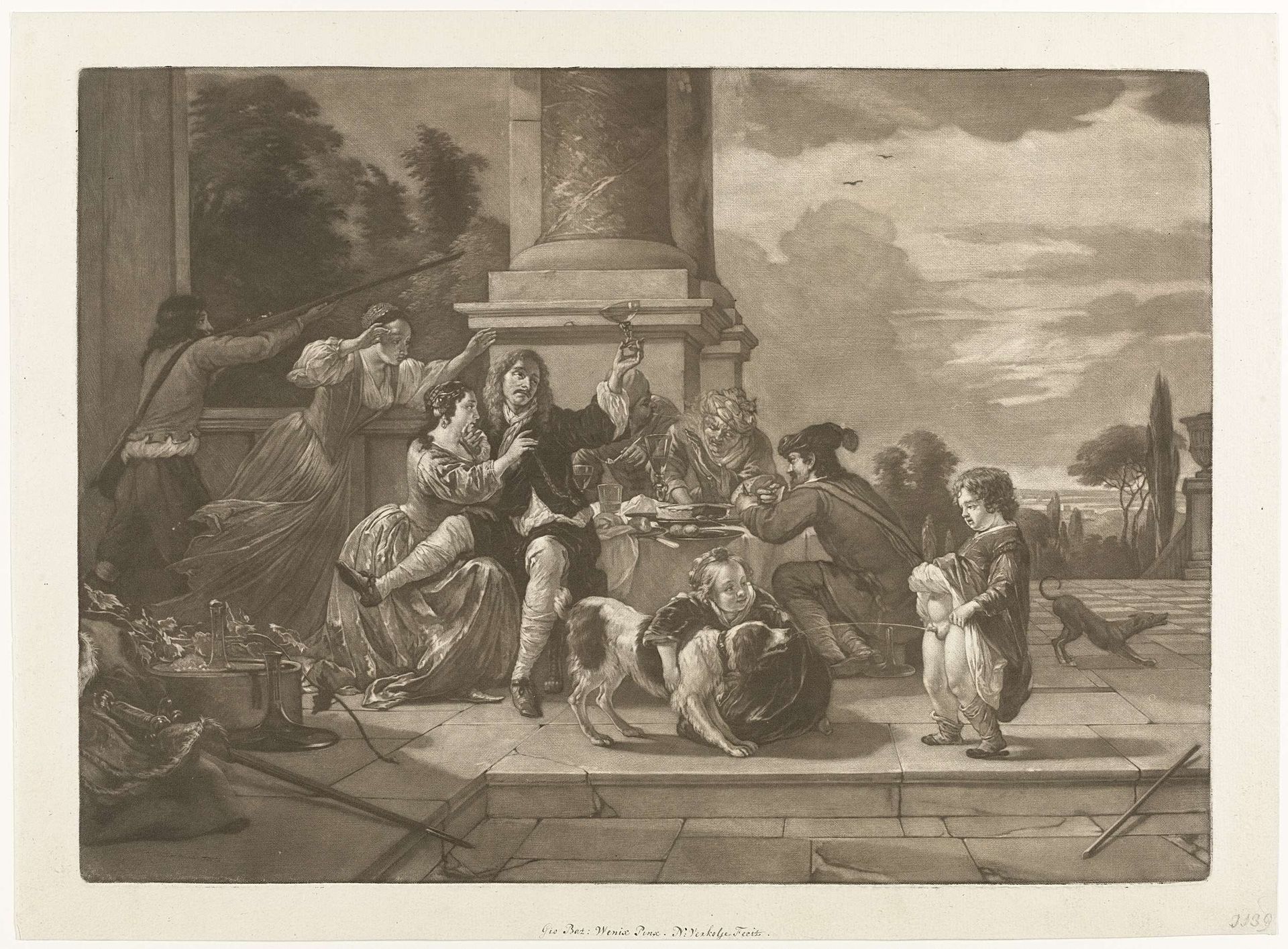 Merry Company on a Terrace by Nicolaas Verkolje
