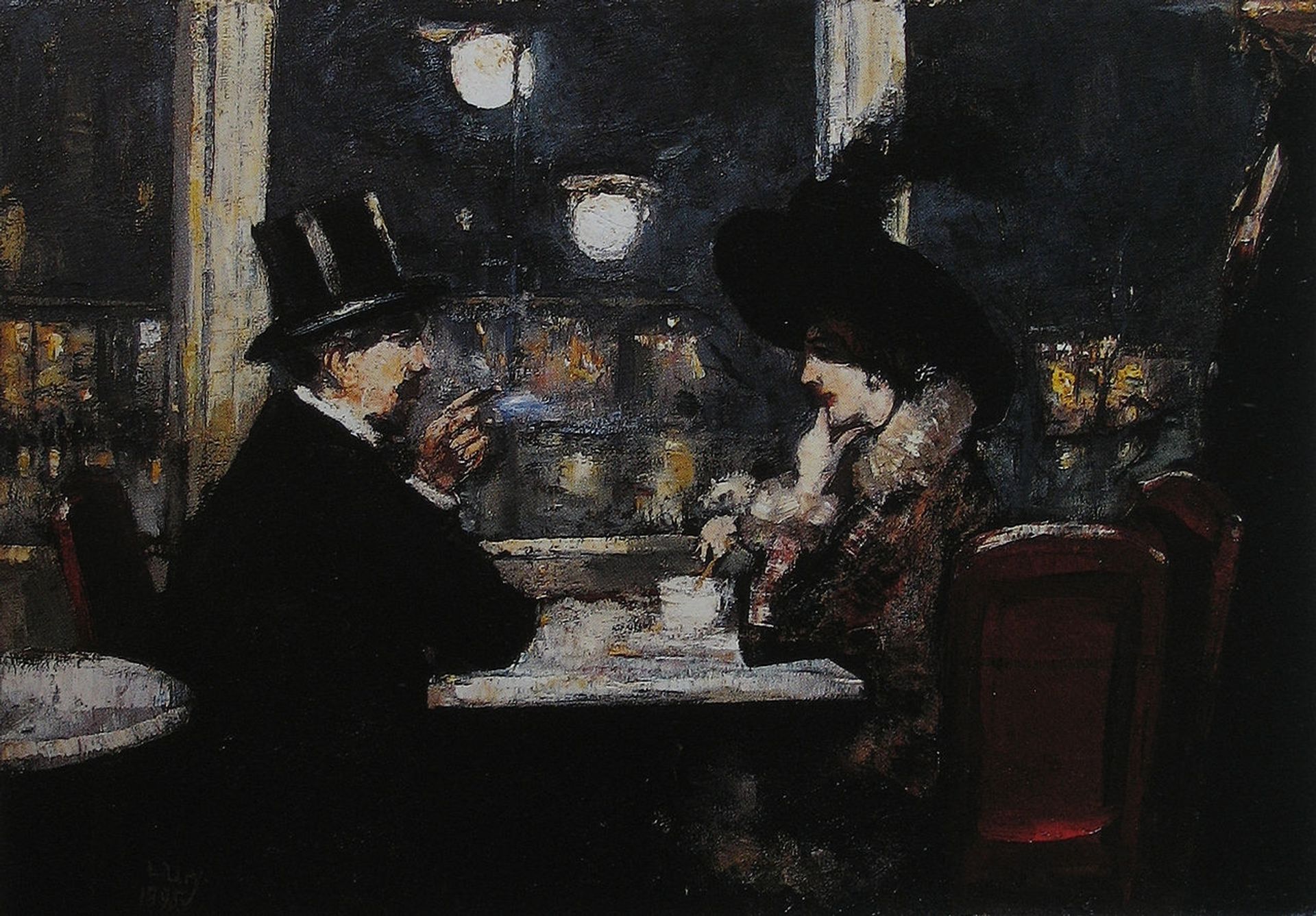Im Café Bauer by Lesser Ury