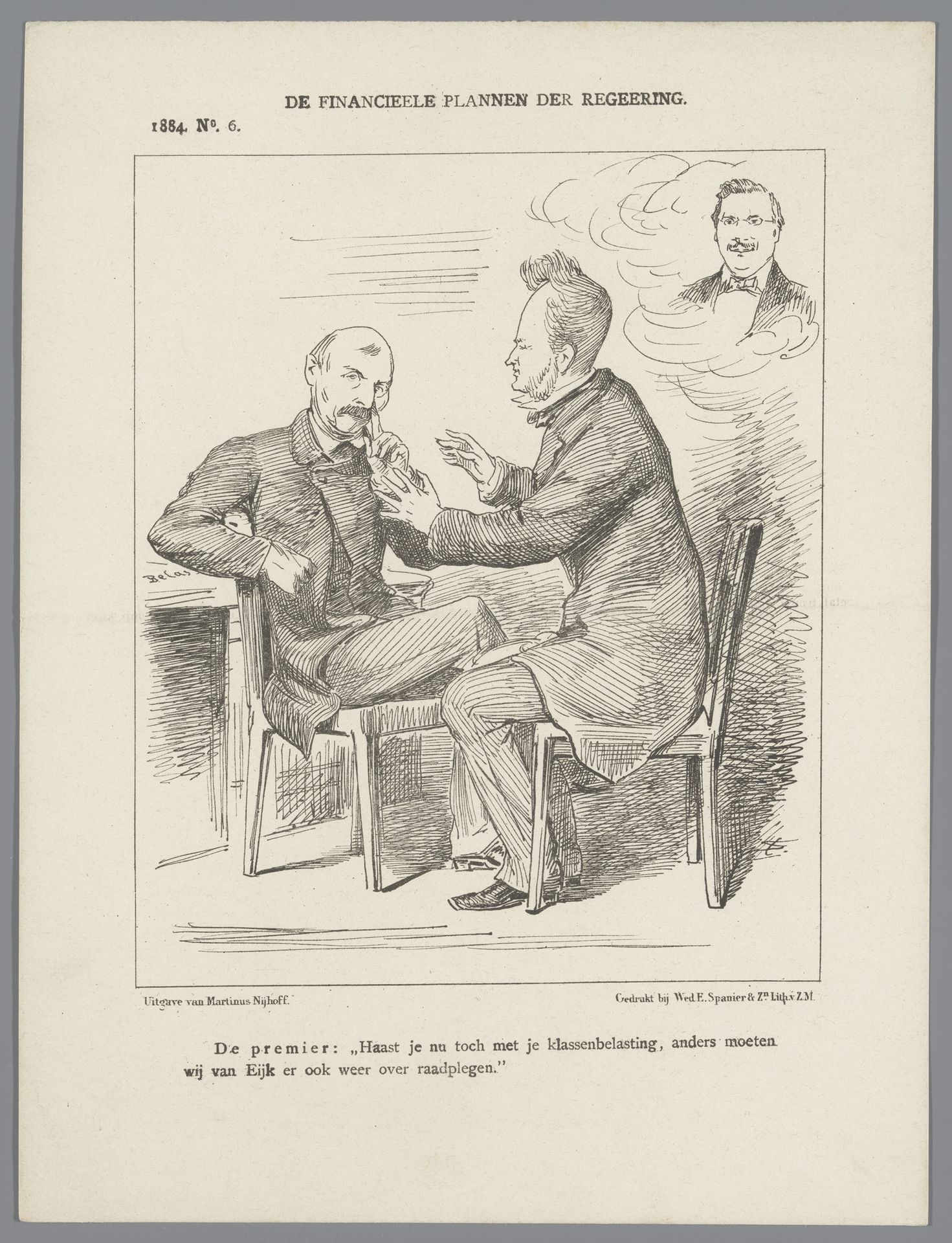 Spotprent met minister Heemskerk, 1884 by Johan Michaël Schmidt Crans