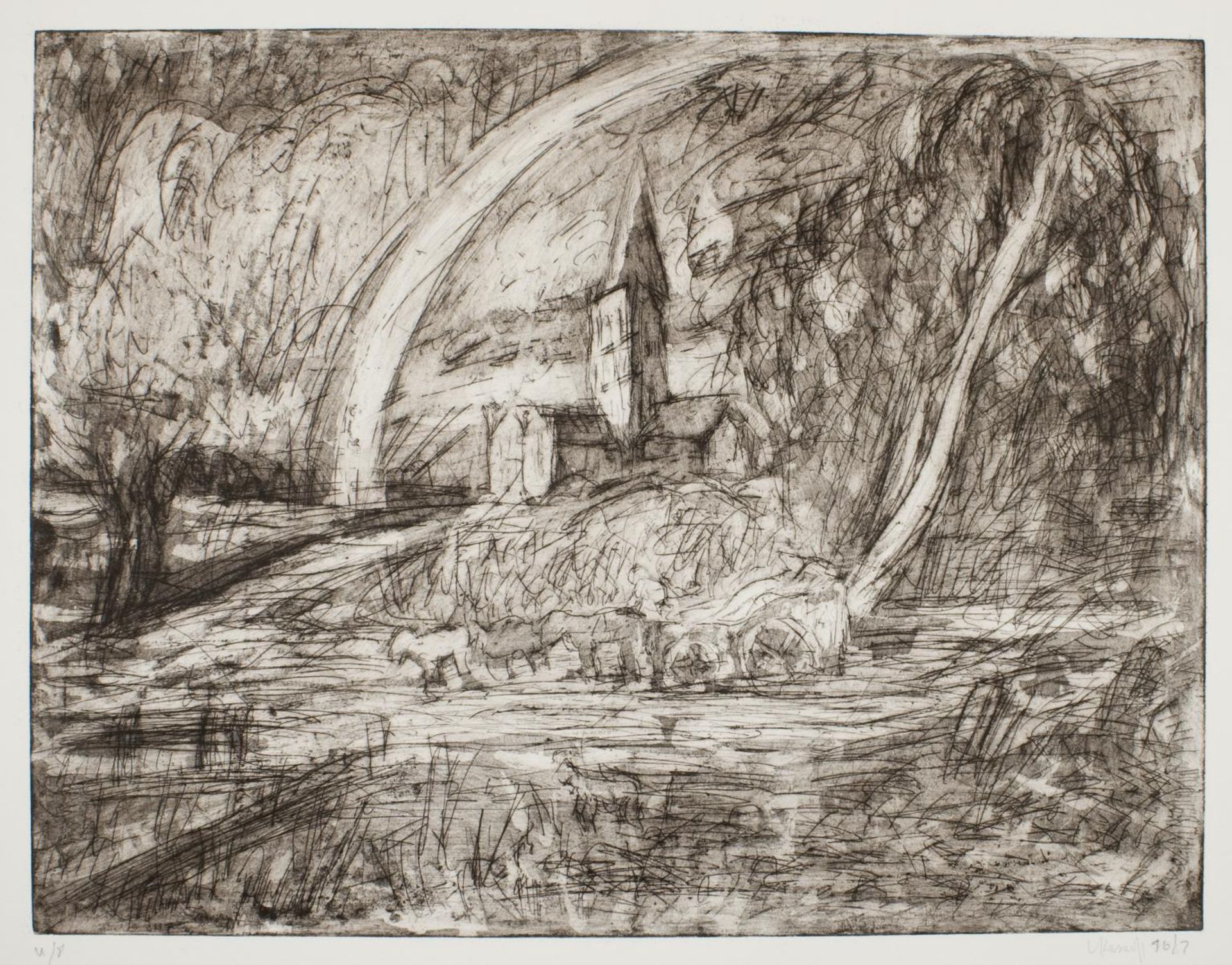From Constable: Salisbury Cathedral from the Meadows (plate 2) by Leon Kossoff