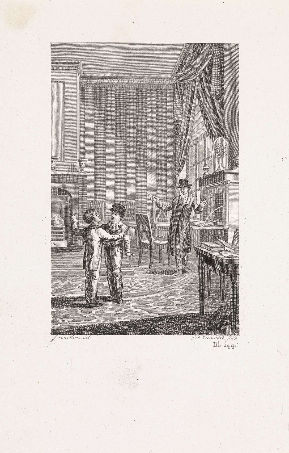 Twee dansende jongens in een interieur by Daniël (I) Veelwaard