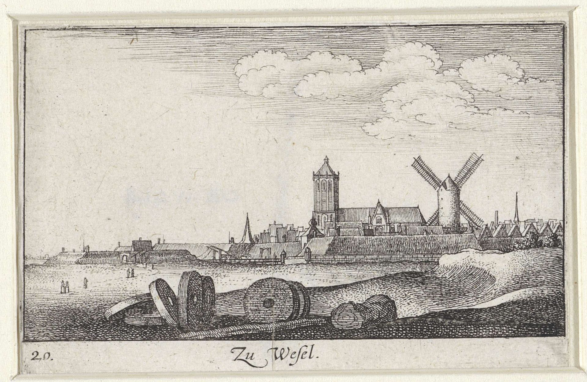Gezicht op Wesel by Wenceslaus Hollar