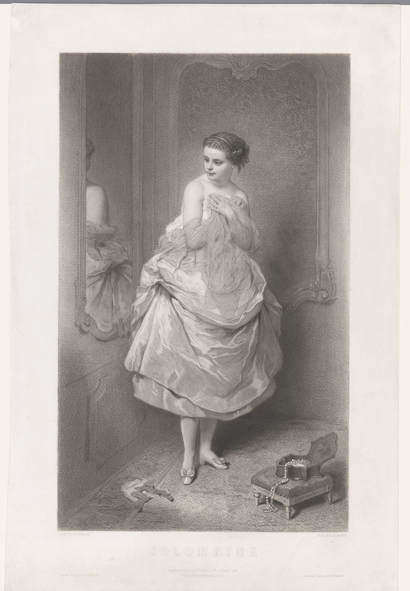 Staande vrouw voor een spiegel by Alphonse-Charles Masson