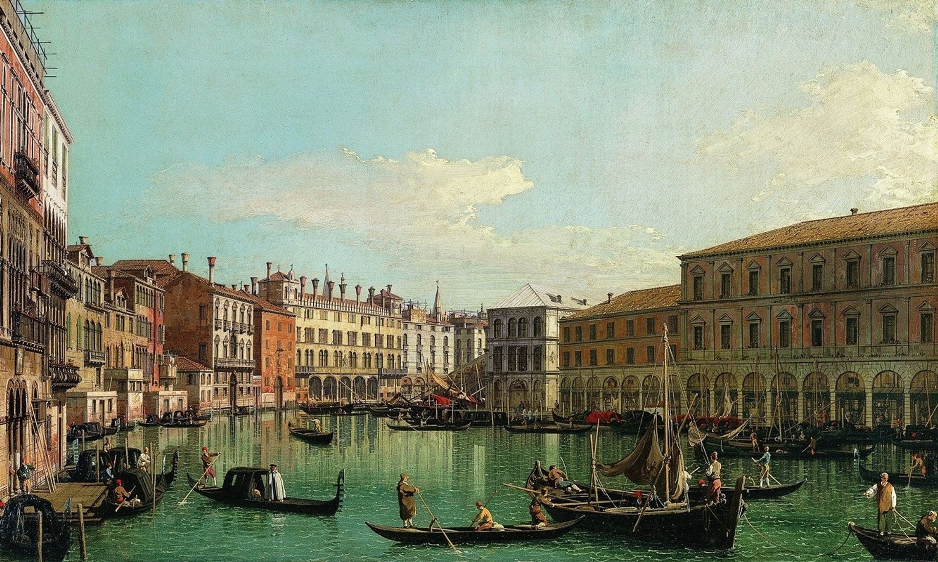 The Grand Canal, Venice, Looking South toward the Rialto Bridge by Canaletto