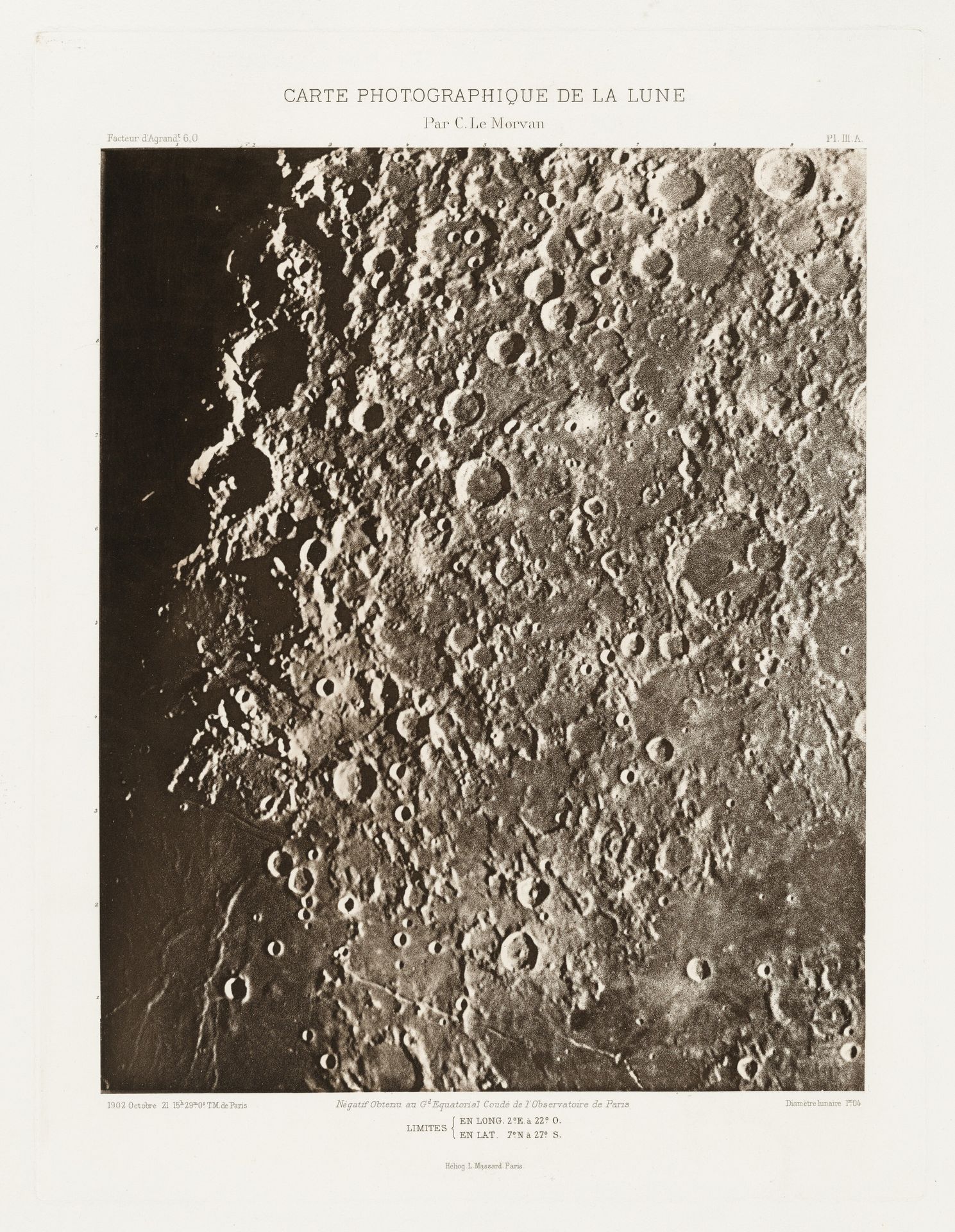 Carte photographique de la lune, planche III.A (Photographic Chart of the Moon, plate III.A) by Charles Le Morvan