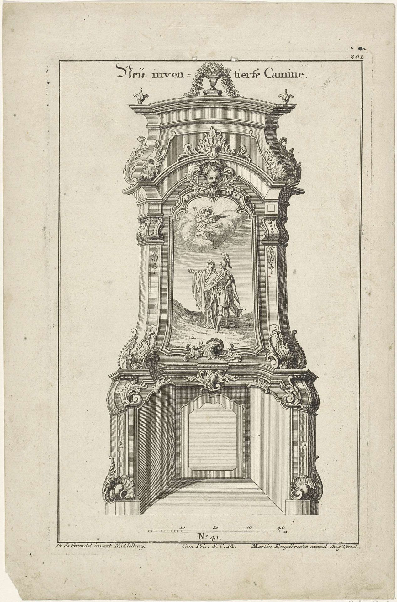 Fries met borstkuras en putti by Sebald Beham