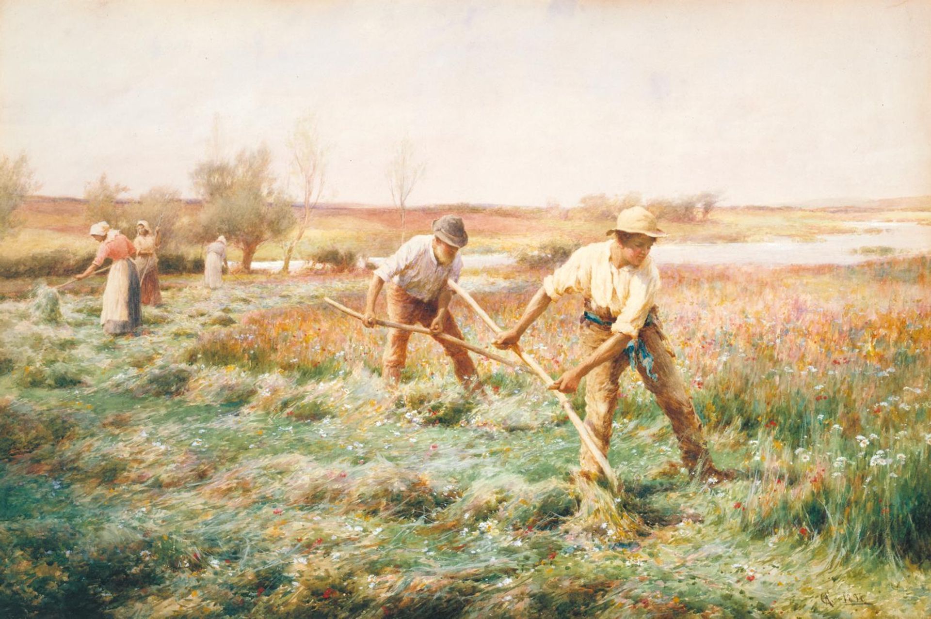 Haymaking by  Alfred Glendening