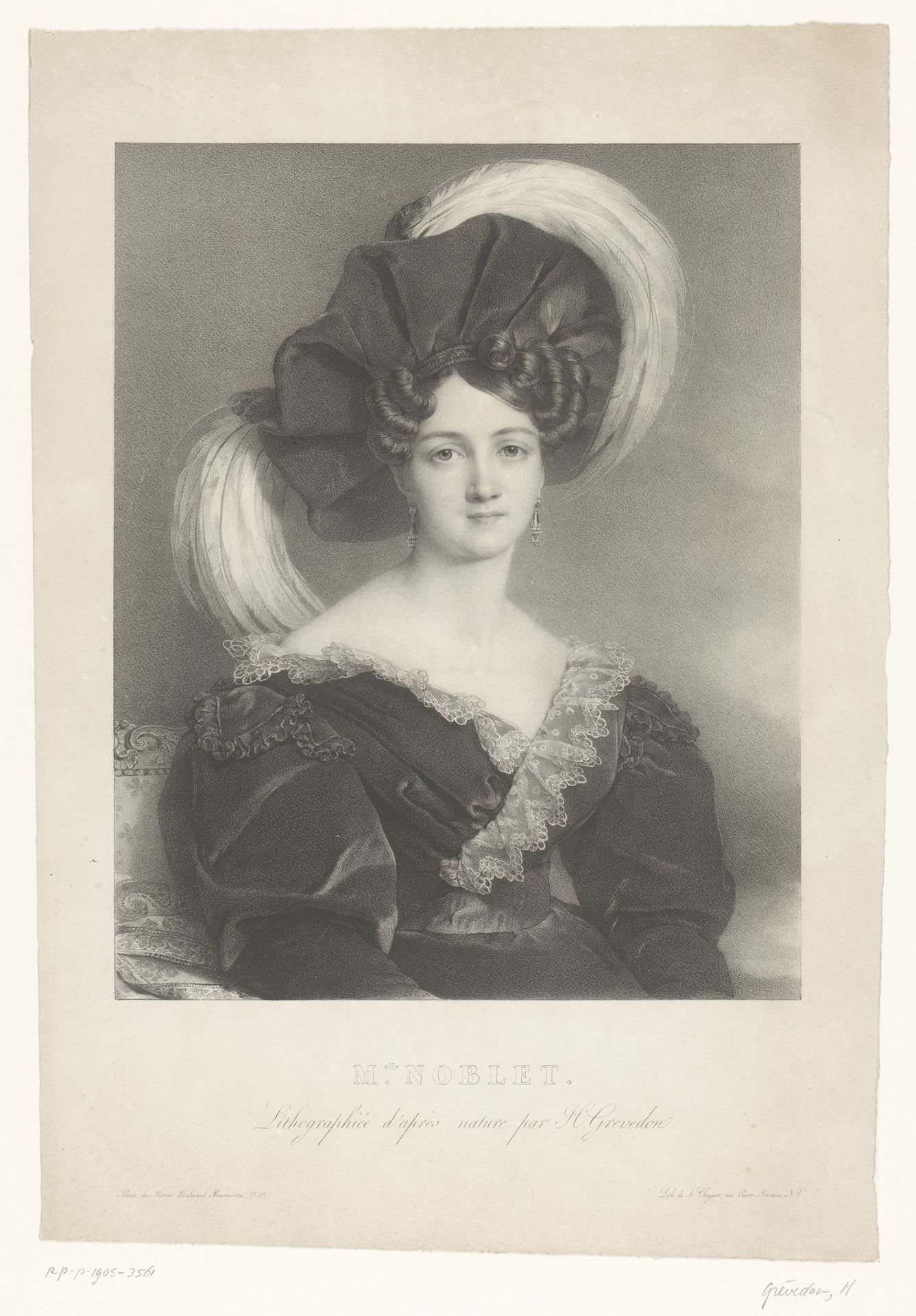 Portret van Alexandrine Noblet by Henri Grevedon