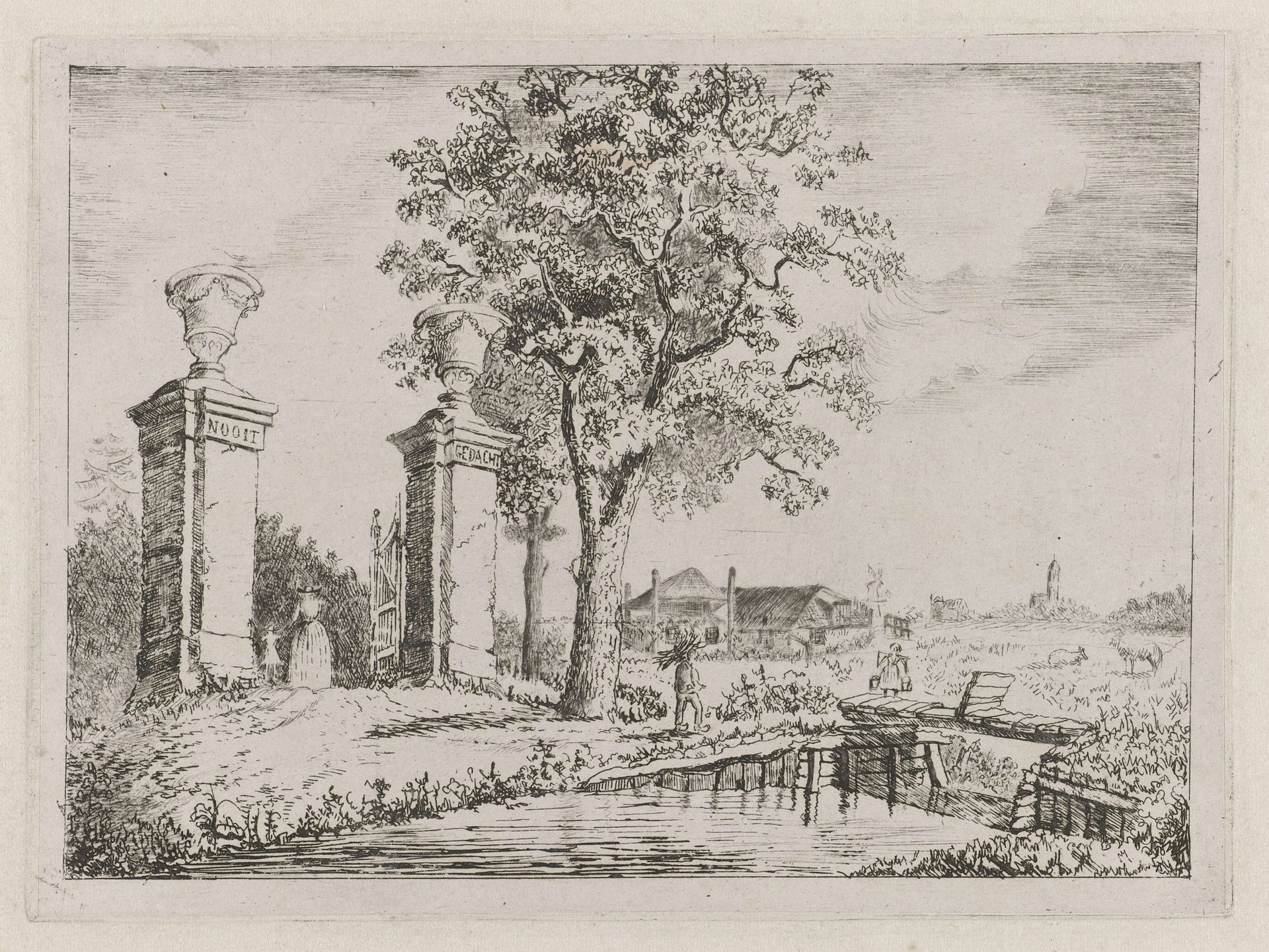 Ingang van de buitenplaats 'Nooit Gedacht' by Eberhard Cornelis Rahms