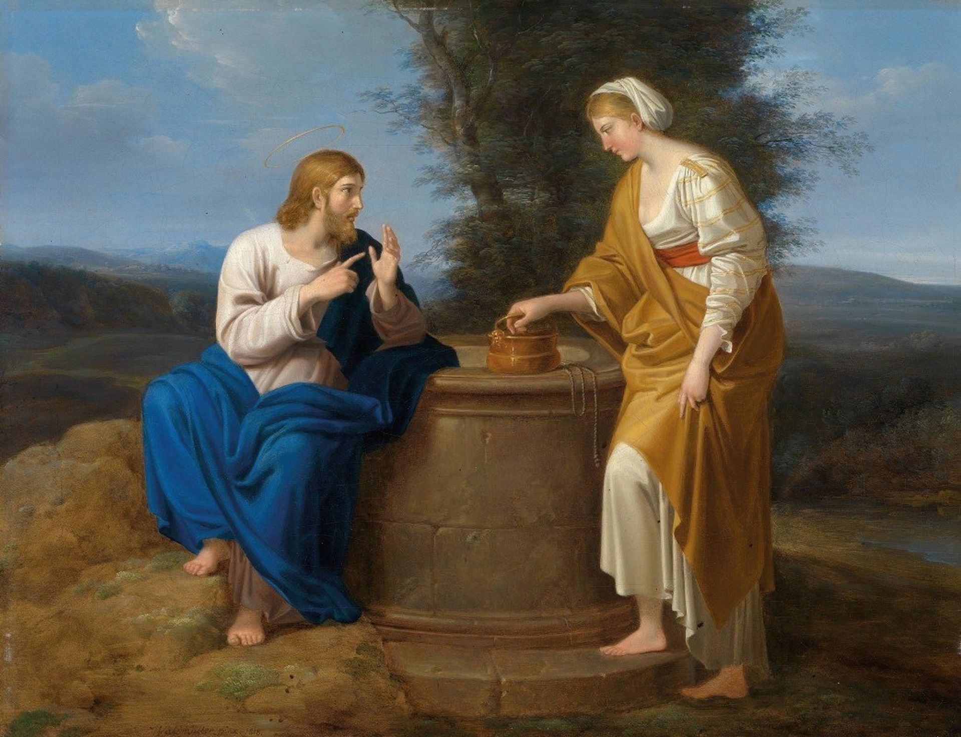 Christ And The Samaritan Woman by Ferdinand Georg Waldmüller