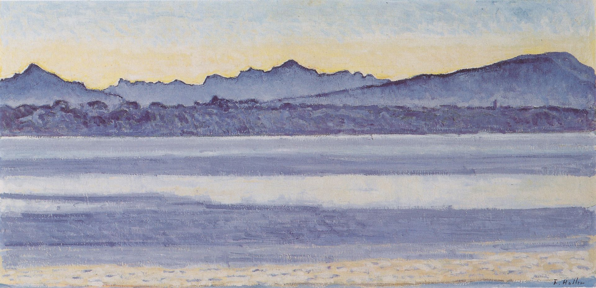 Lake Geneva with Mont Blanc in the morning light by Ferdinand Hodler