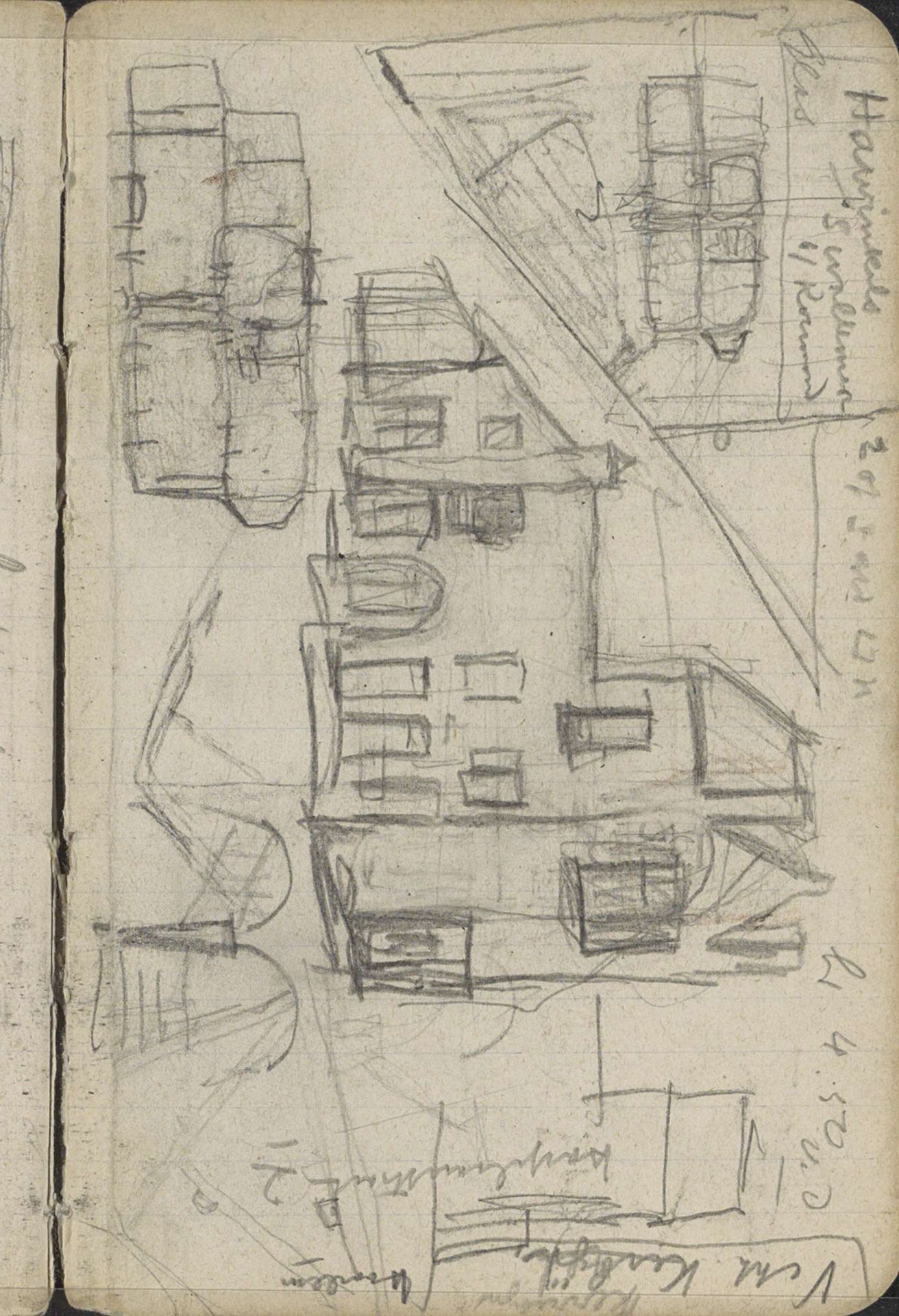 Studieblad met architectuurstudies en voorwerpen by George Hendrik Breitner