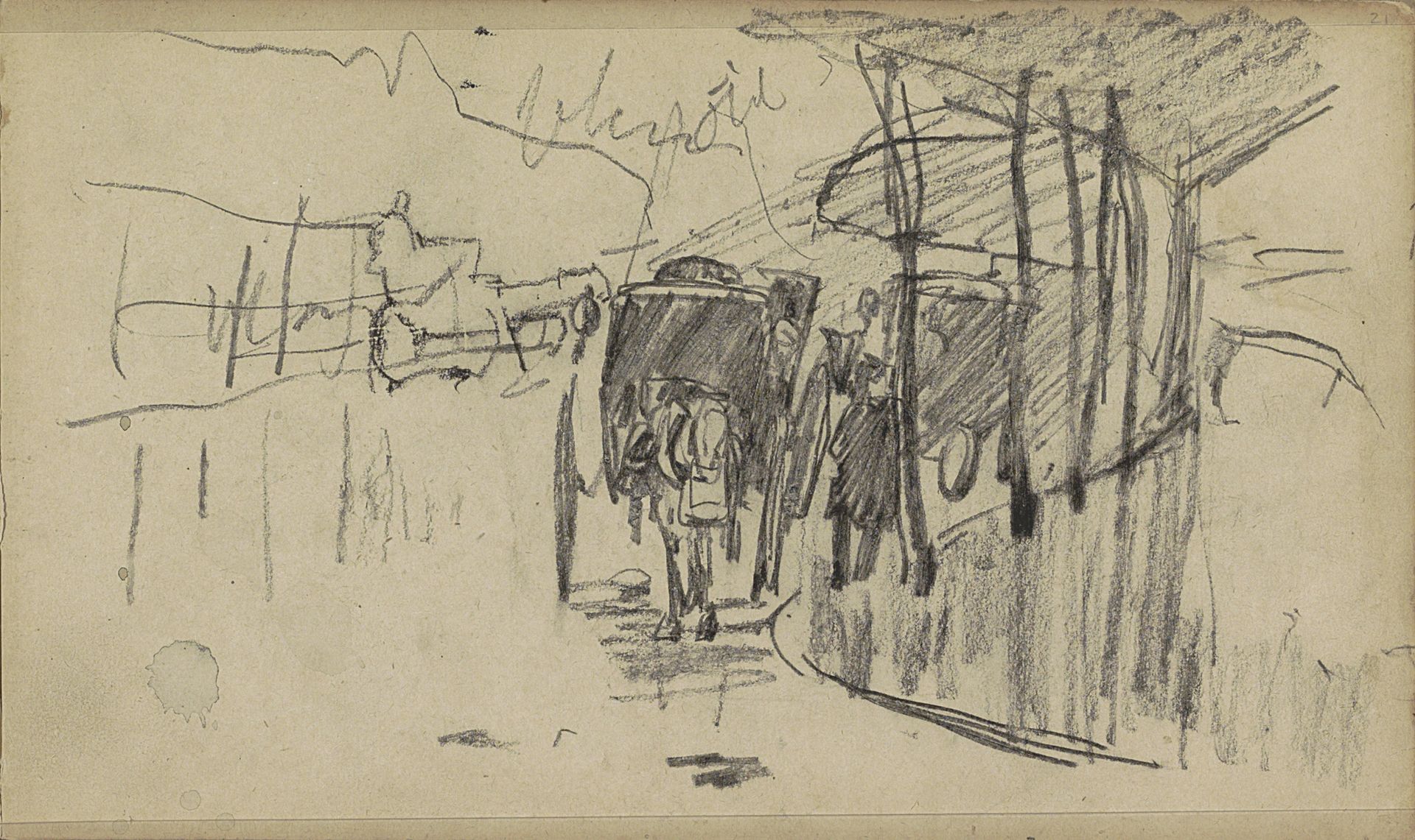 Wachtende rijtuigen in Londen by Willem Witsen