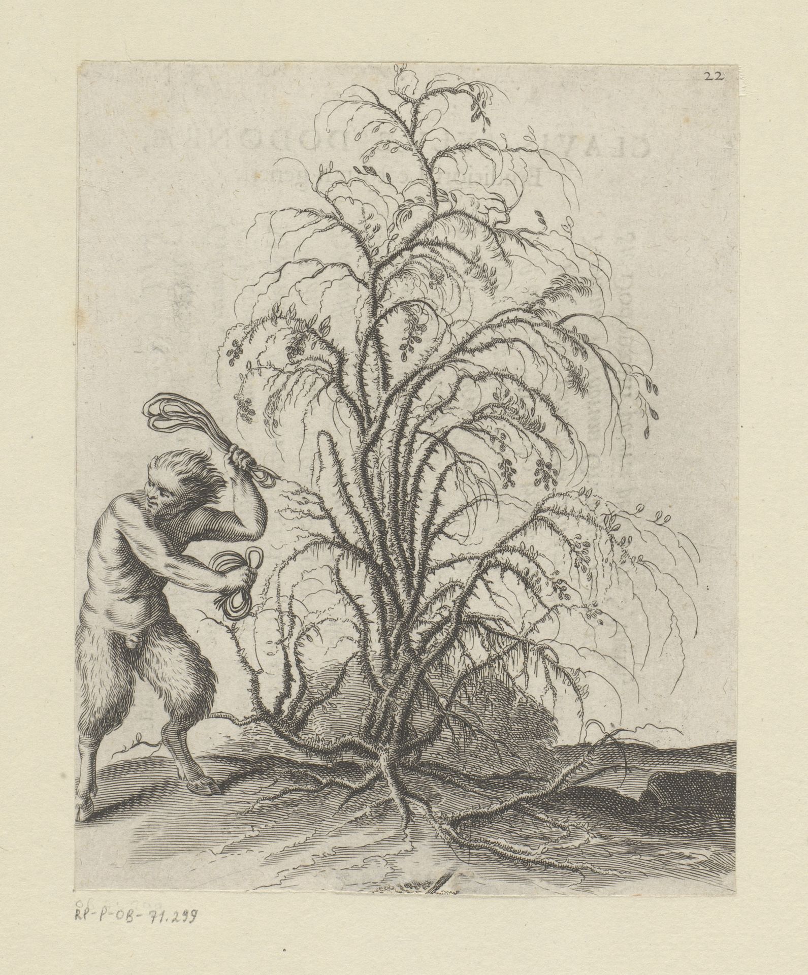 Sater met gesels naast een dorre struik by Claude Mellan