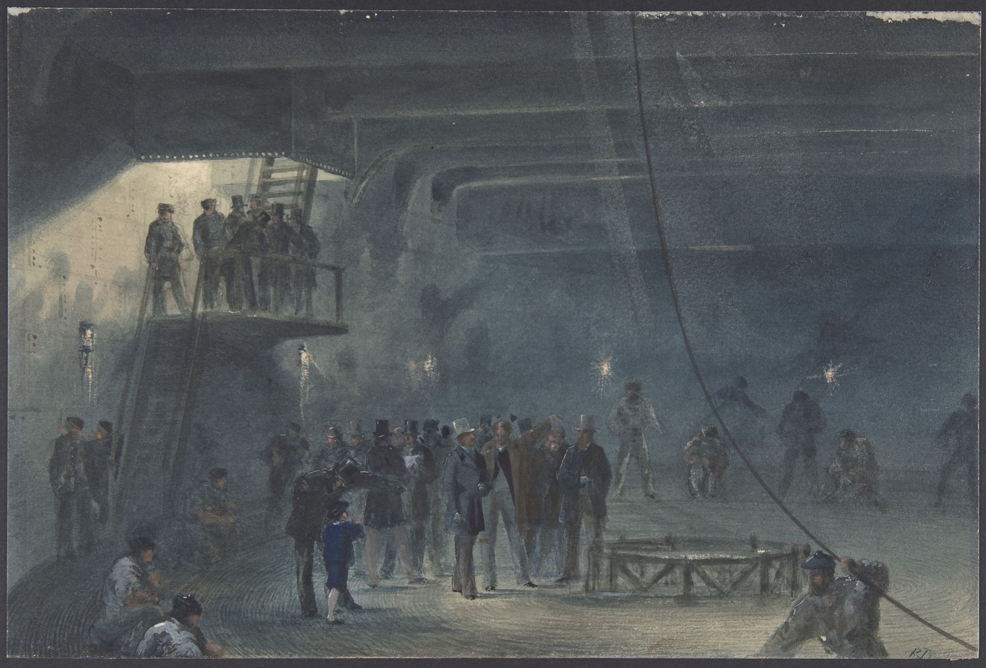 Coiling the Cable in the After-tank on Board the Great Eastern at Sheerness: Visit of H.R.H. the Prince of Wales on May 23rd, 1865 by Robert Charles Dudley
