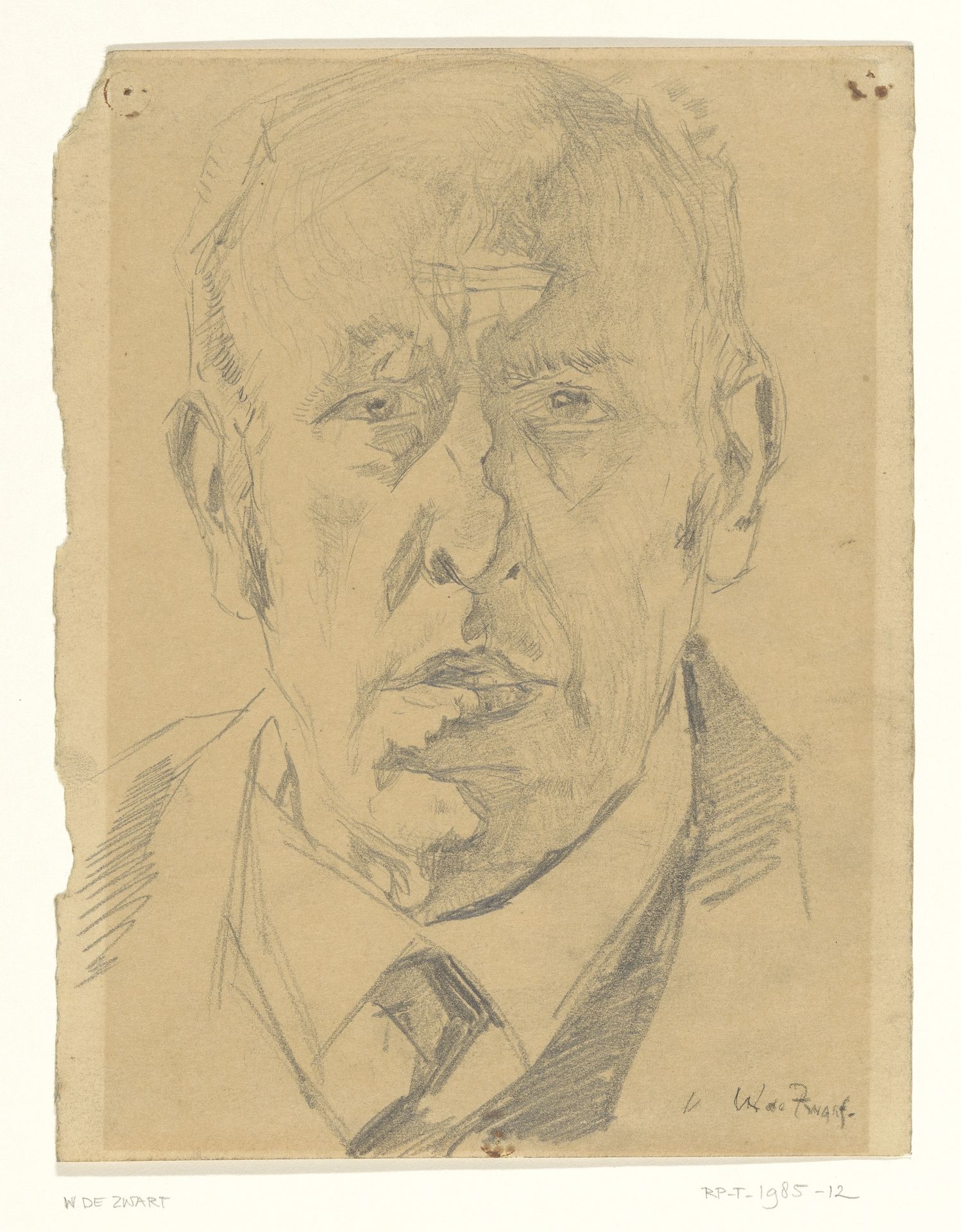 Portret van een man, van voren by Willem de Zwart