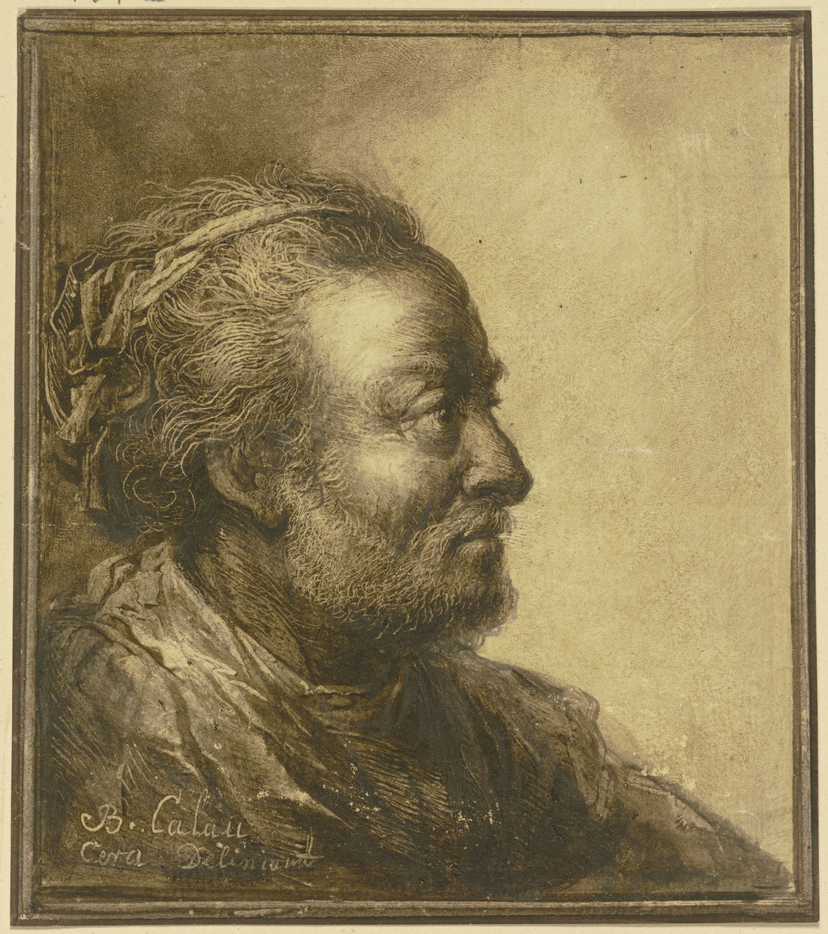 Profilkopf eines bärtigen Mannes nach rechts by Benjamin Calau
