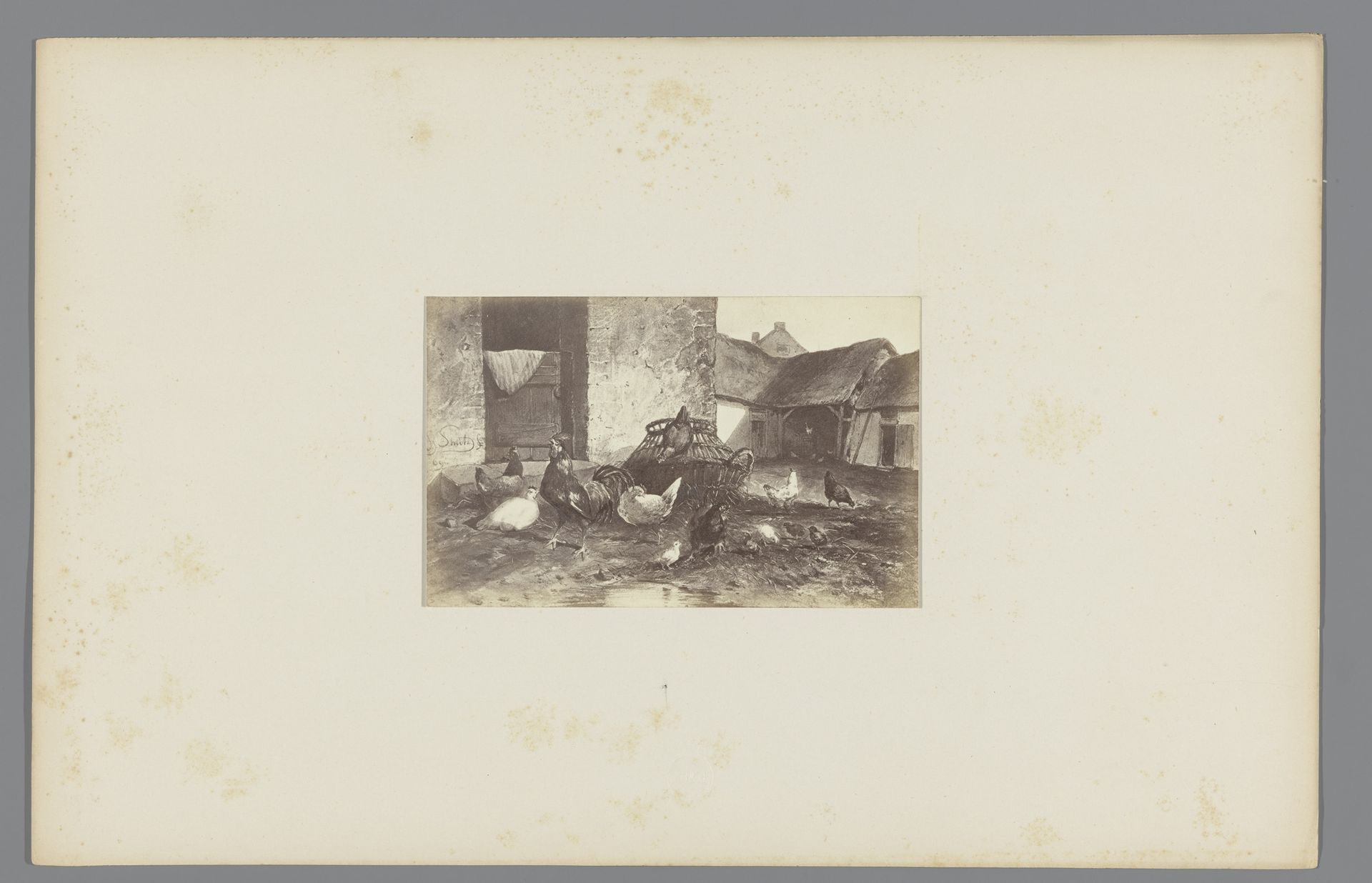 Fotoreproductie van het schilderij 'Haan en kippen' door Jan Gerard Smits by Binger & Chits