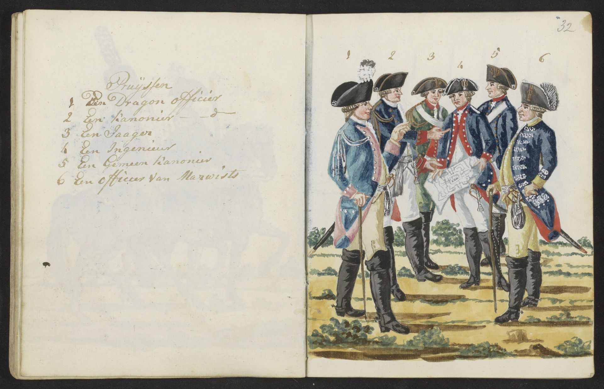 Zes Pruisische militairen by S.G. Casten