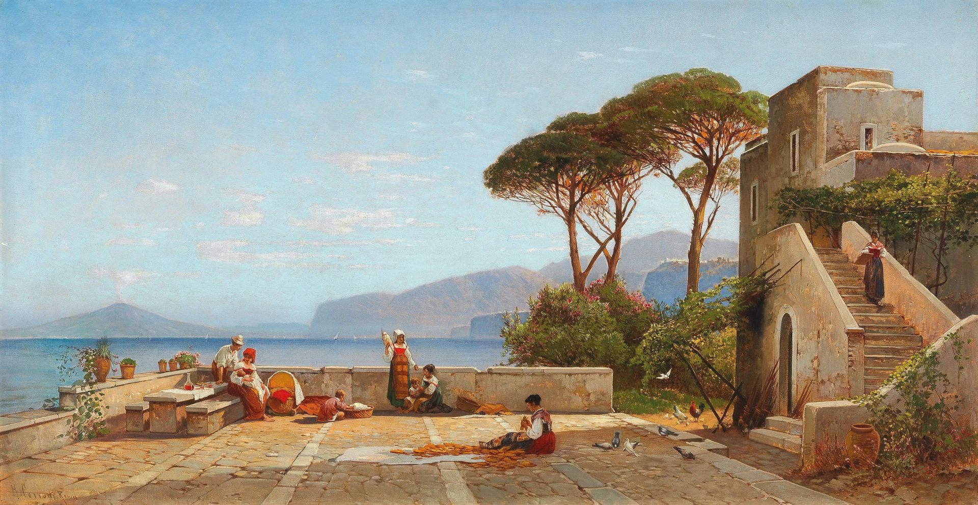 A terrace in Capri by Hermann David Salomon Corrodi