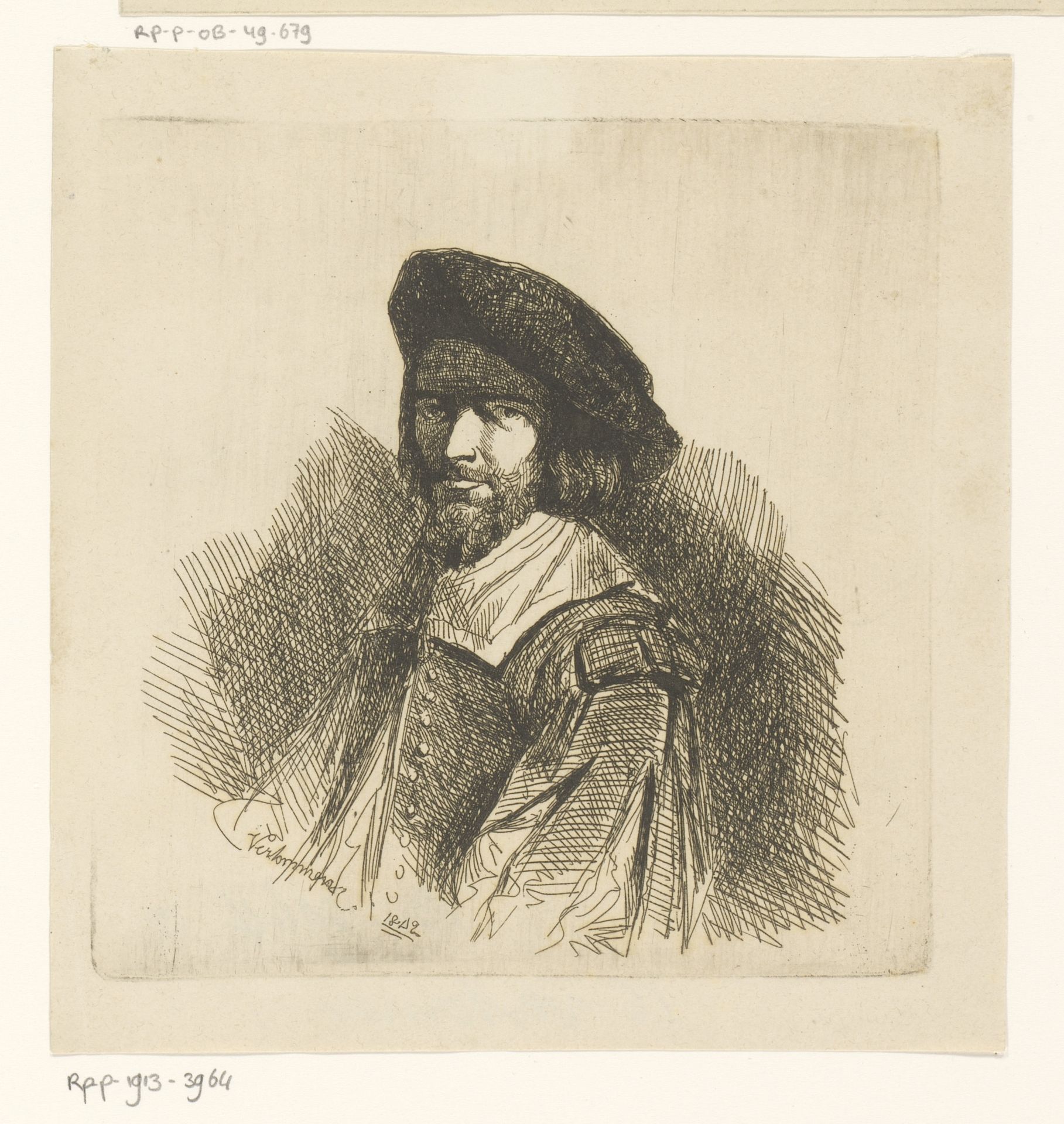 Portret van een onbekende man met muts by Guillaume Joseph Vertommen