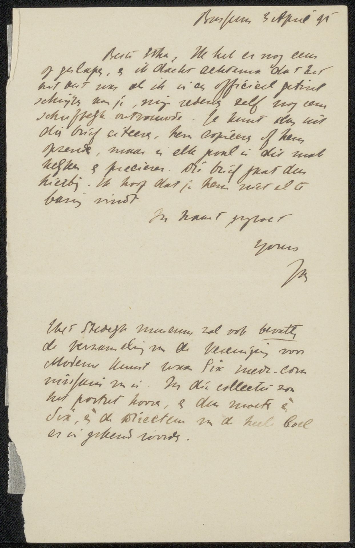 Brief aan Etha Fles by Jan Veth