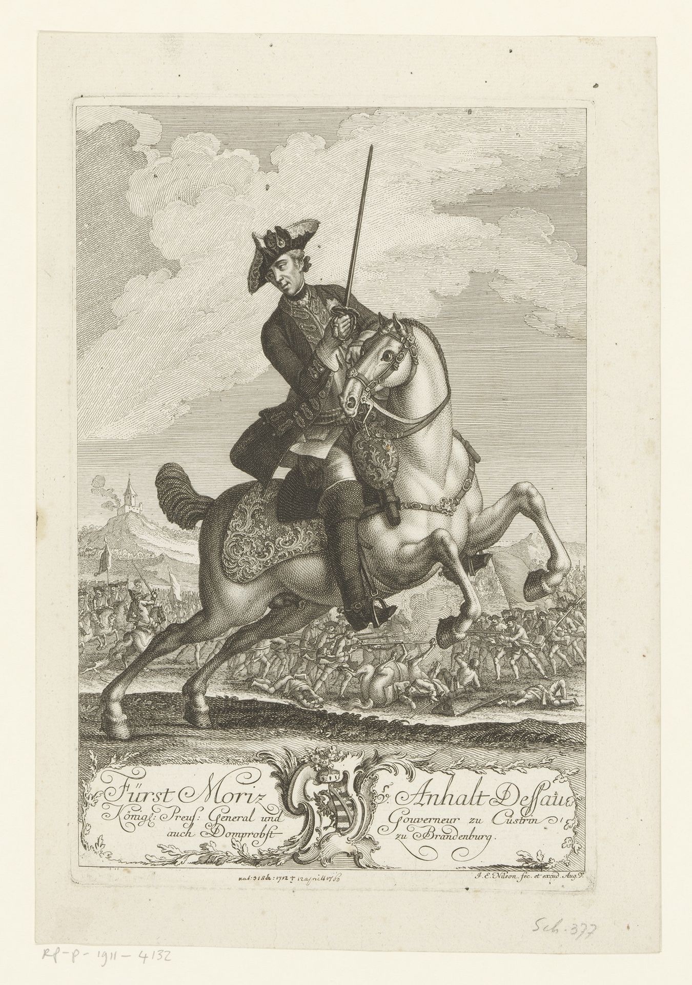 Portret van Maurits van Anhalt-Dessau by Johann Esaias Nilson