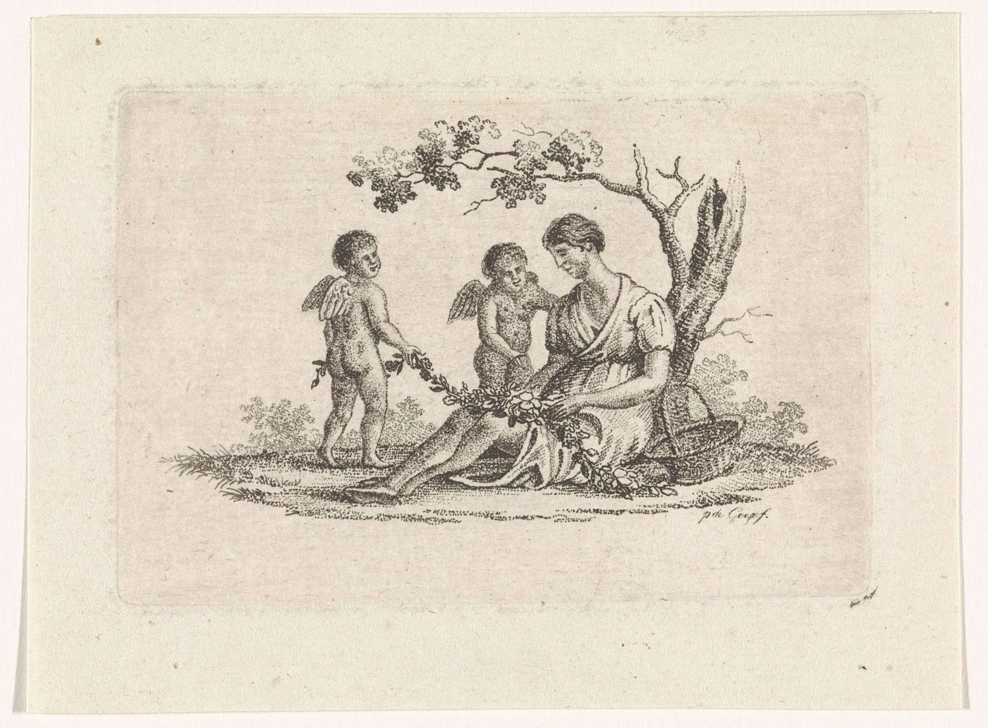 Vrouw en twee putti by Pieter de Goeje