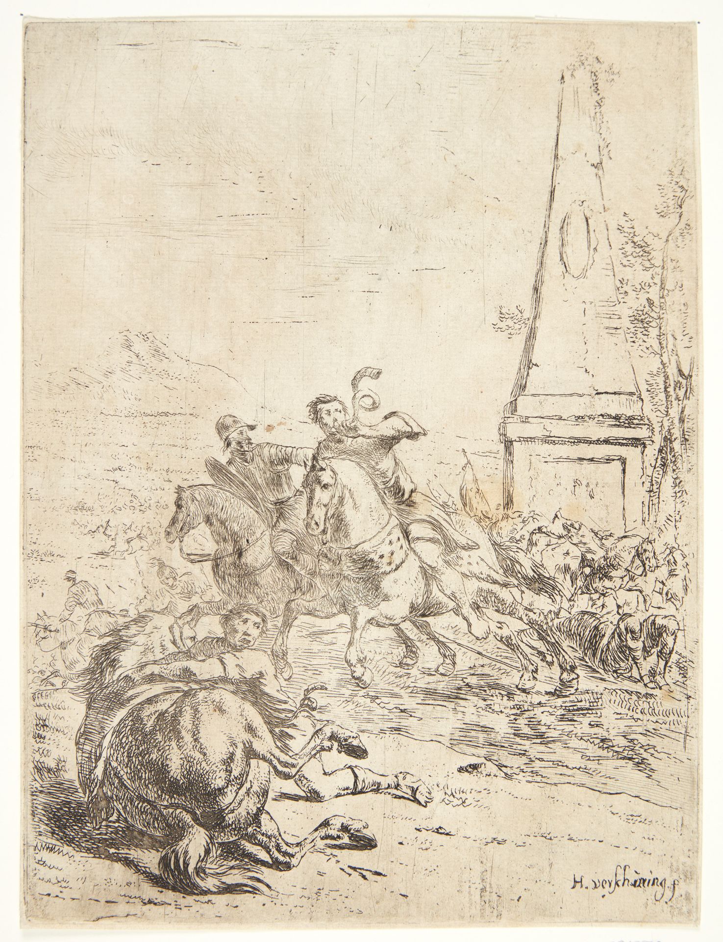 Kavalerifægtning by Verschuring, Hendrik