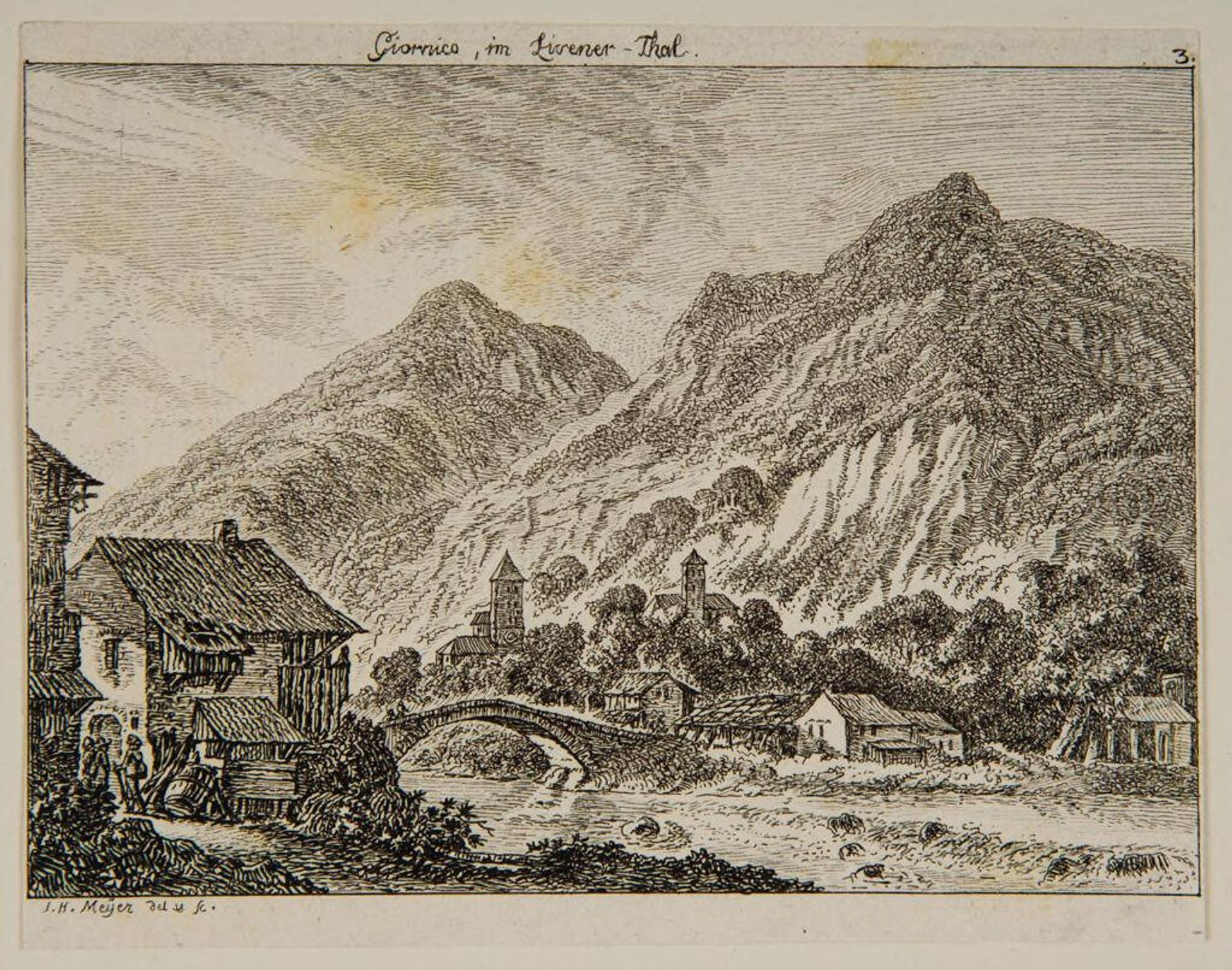 Giornico in Valle Leventina by Johann Heinrich Meyer