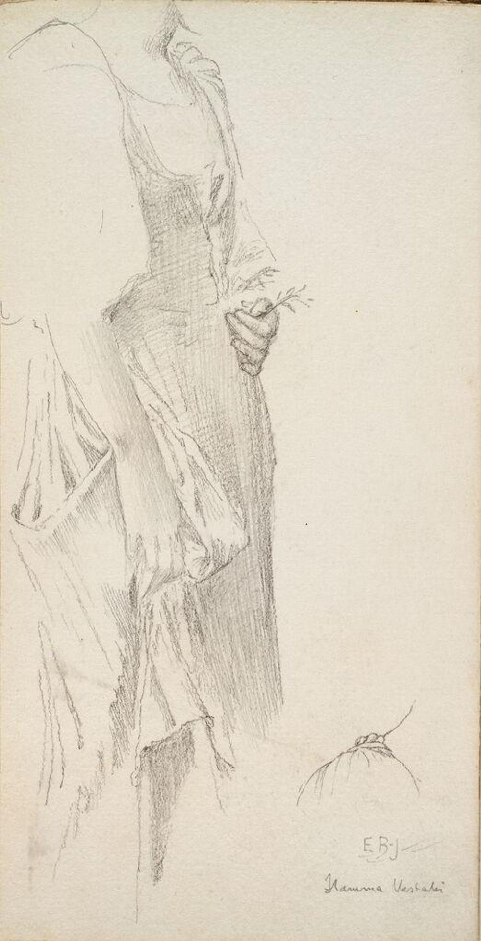 Study for "Flamma Vestalis"; verso: Two Studies of a Wood Sprite by Edward Burne-Jones