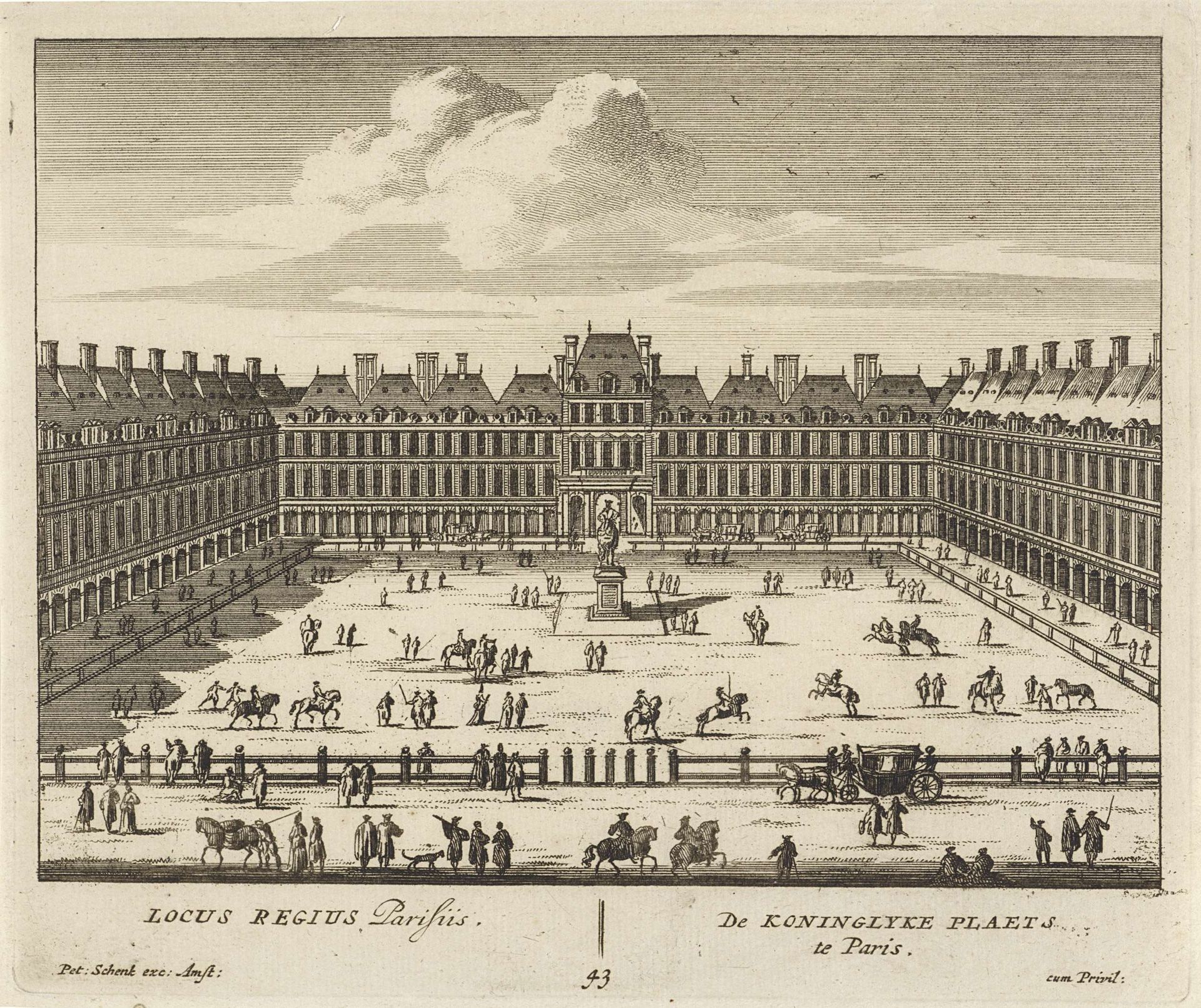 Gezicht op het Louvre te Parijs by Anonymous