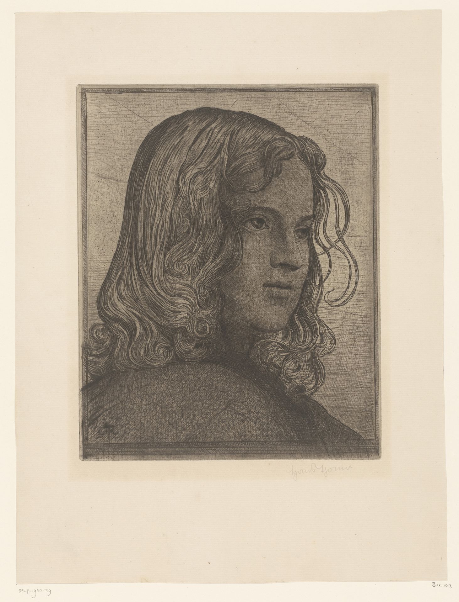 Hoofd van een meisje by Hans Thoma