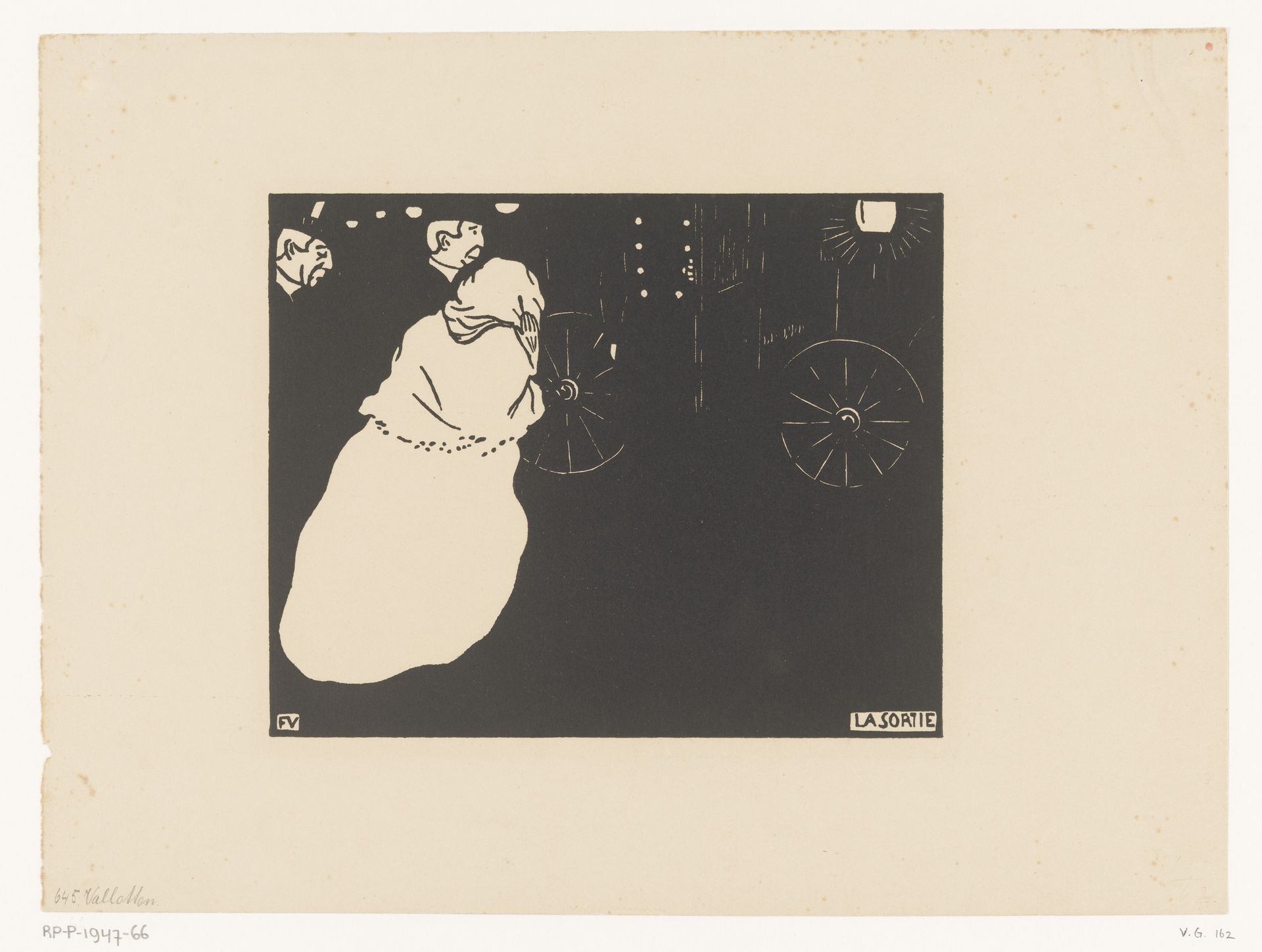 Twee heren en een dame bij een rijtuig by Félix Edouard Vallotton