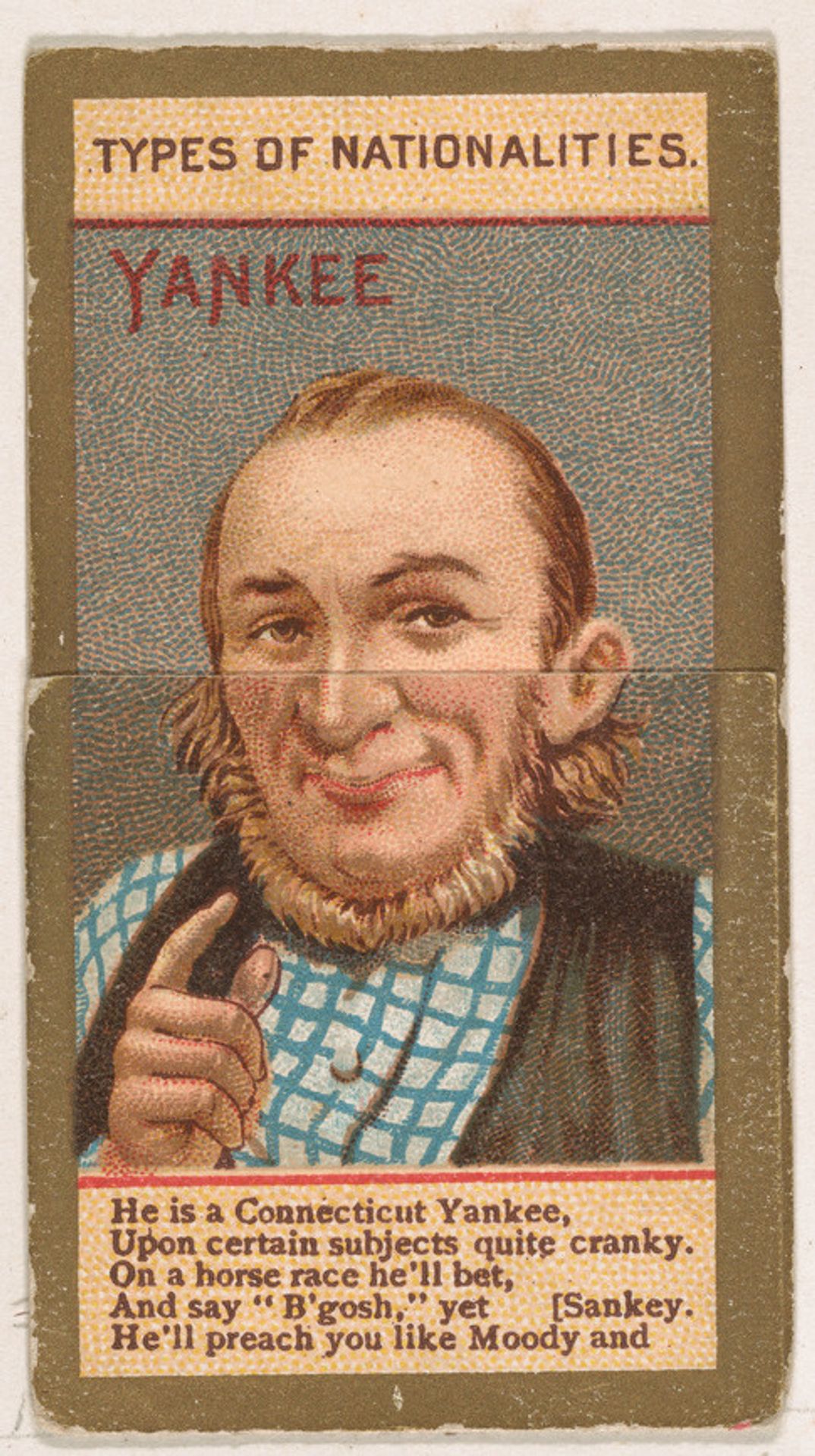 Yankee, from Types of Nationalities (N240) issued by Kinney Bros. by Kinney Brothers Tobacco Company
