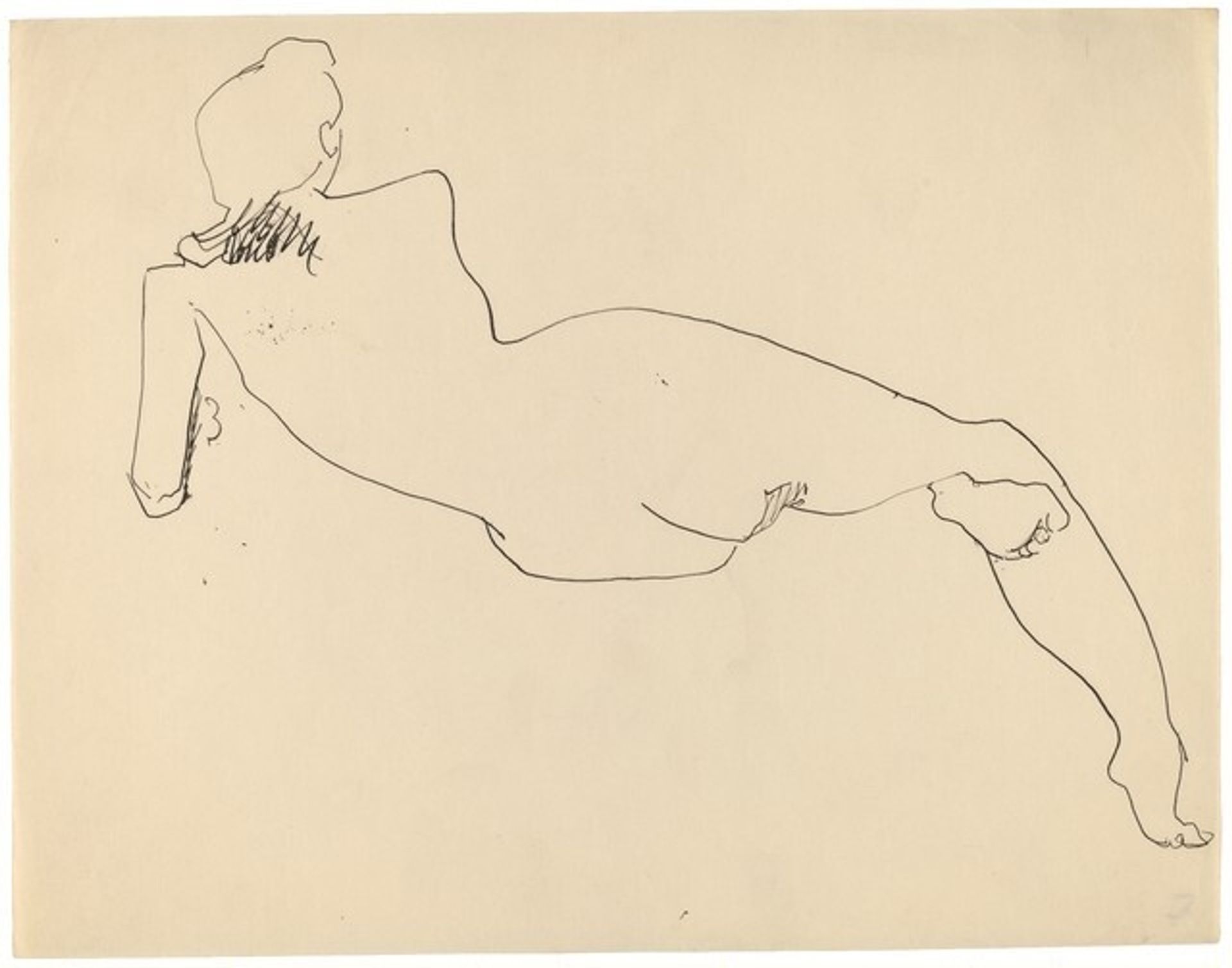 Rear View of Reclining Female Nude, Leaning on Left Elbow by Mark Rothko