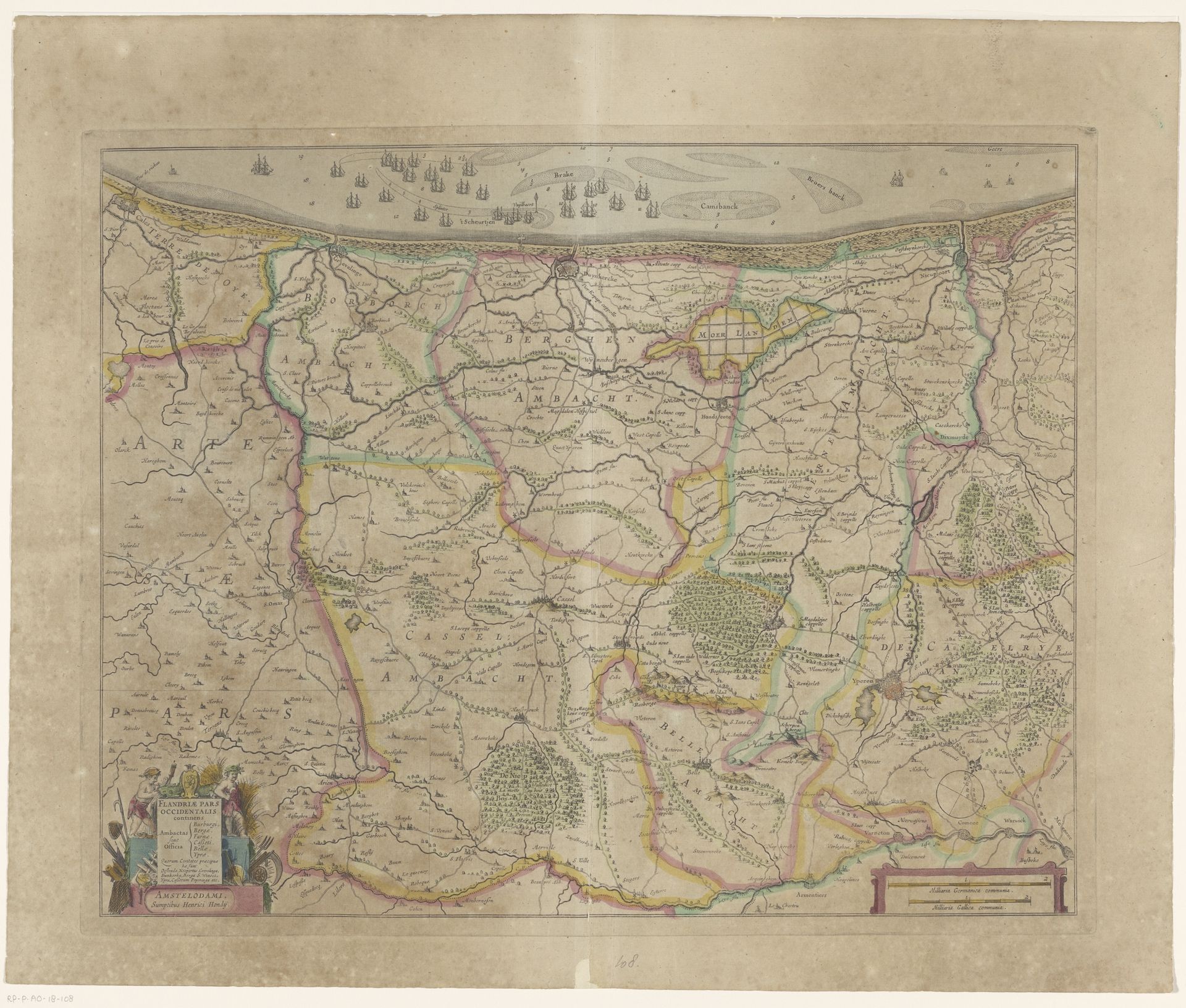 Kaart van het westelijk deel van Vlaanderen by Anonymous