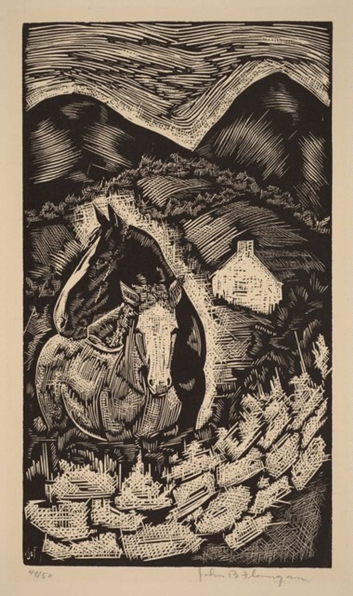 Untitled (Two Horses in a Hilly Landscape, Ireland) by John B. Flannagan
