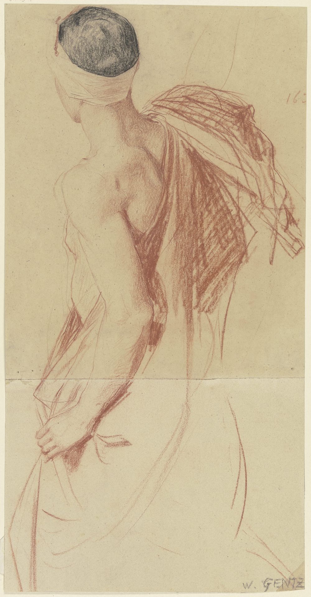 Male back half nude by Wilhelm Gentz