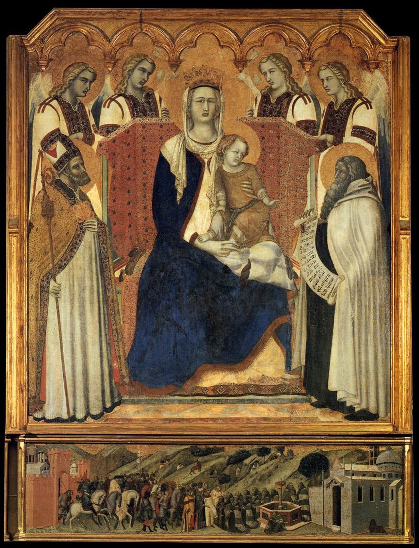Madonna with Angels Between St Nicholas and Prophet Elijah by Pietro Lorenzetti