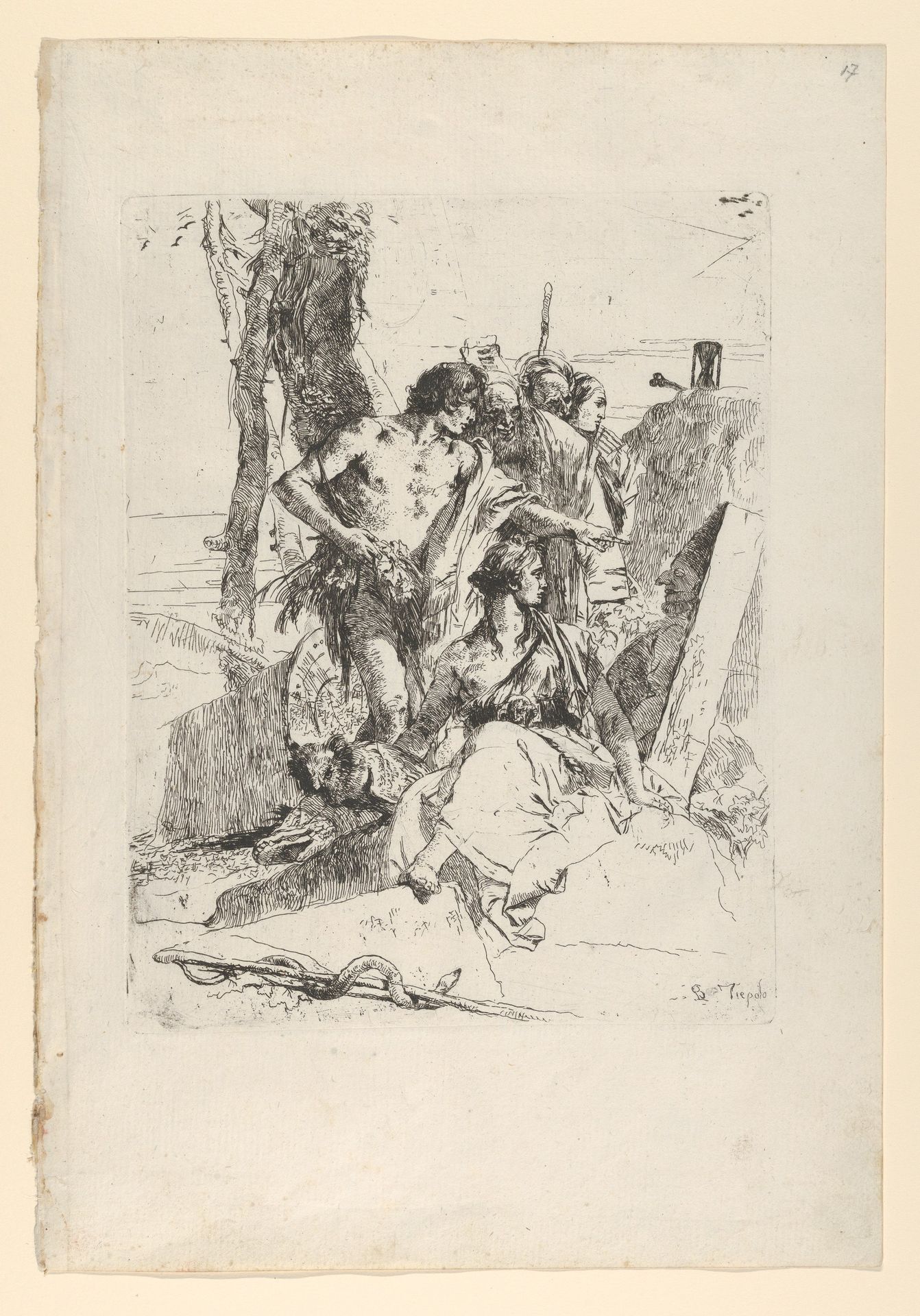 The Discovery of the Tomb of Punchinello, from the Scherzi by Giovanni Battista Tiepolo