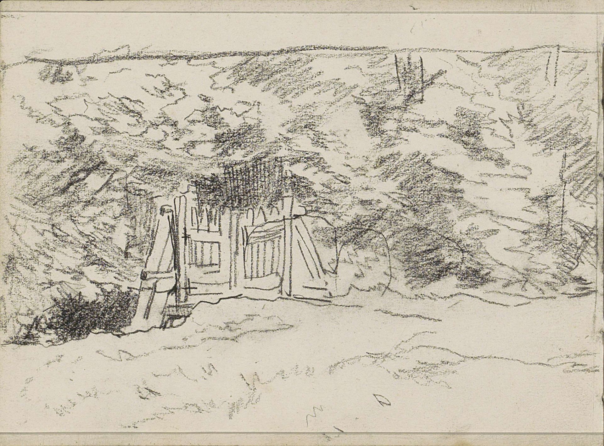Hek tussen de bomen by Anton Mauve