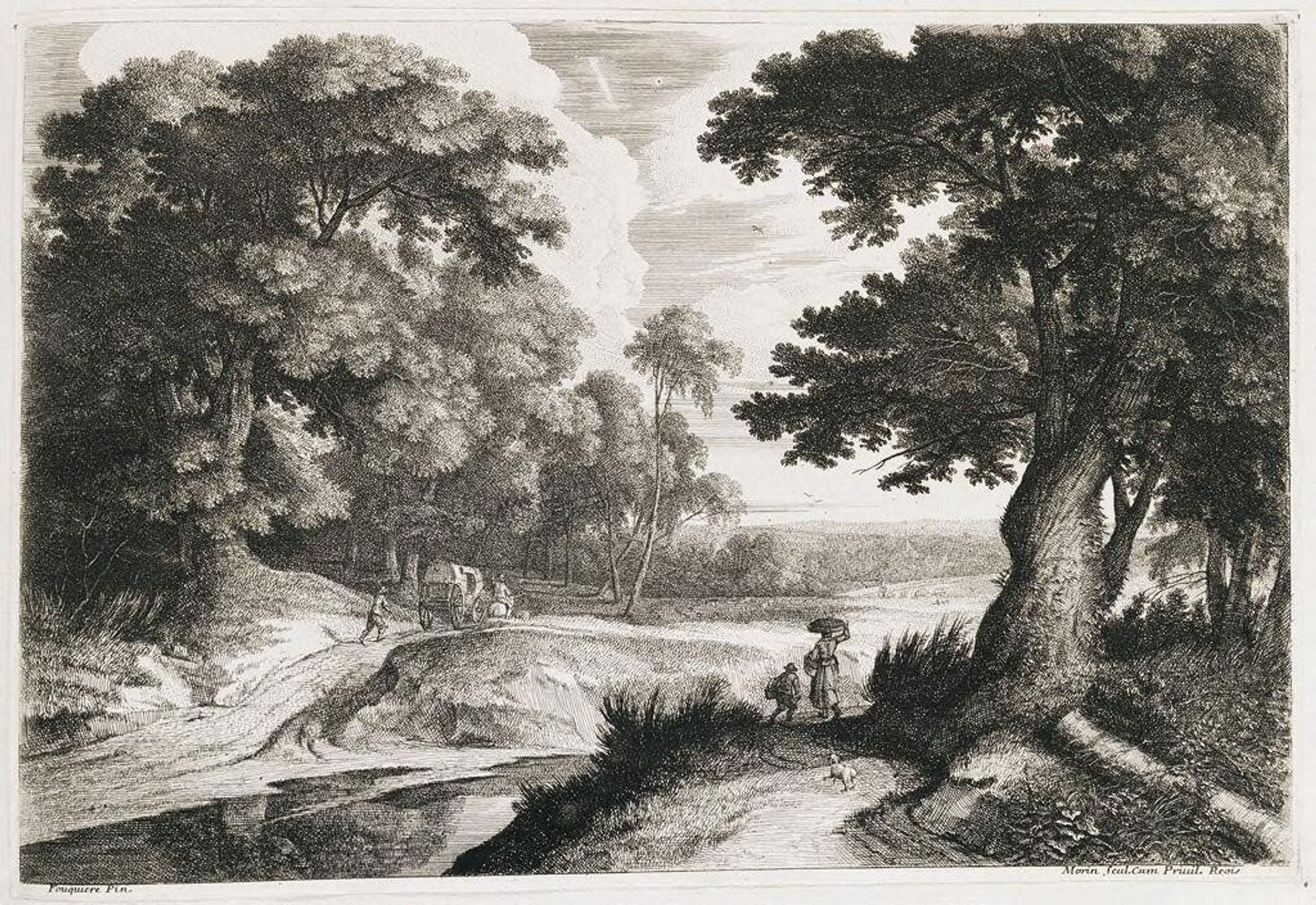 Landscape with Wagon and Travellers by Jean Morin