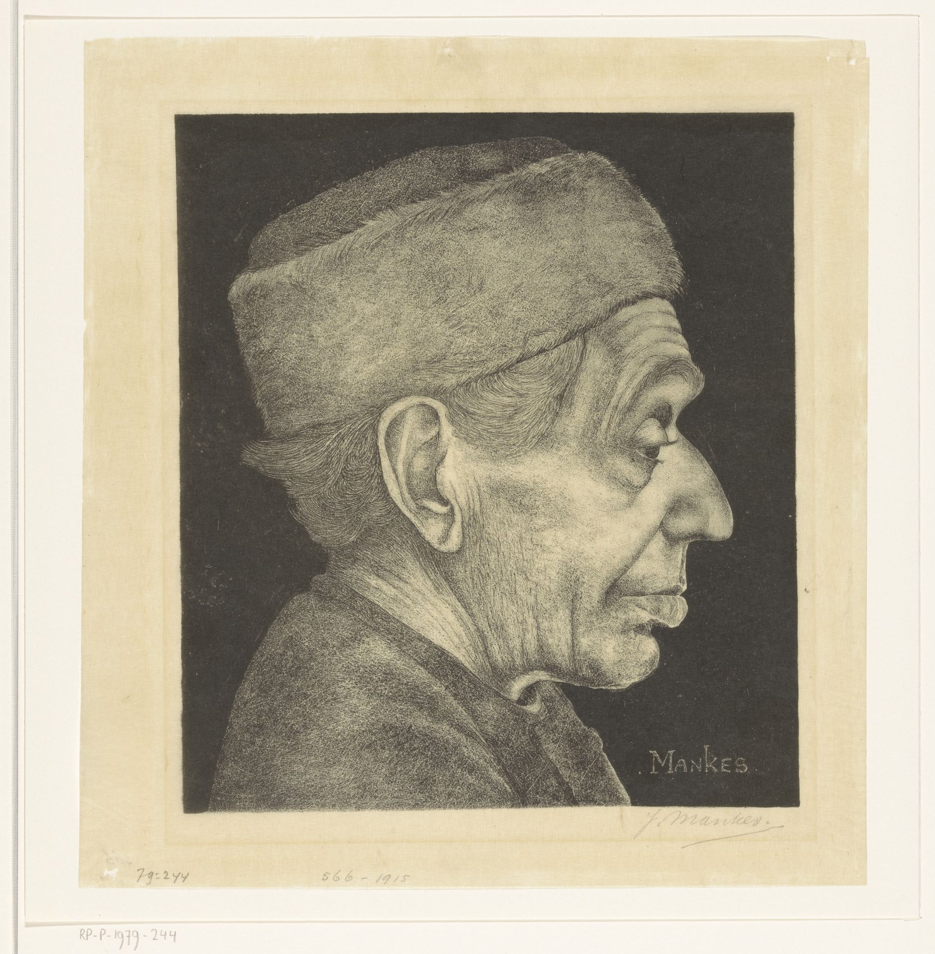 Portret van Douwe met muts by Jan Mankes