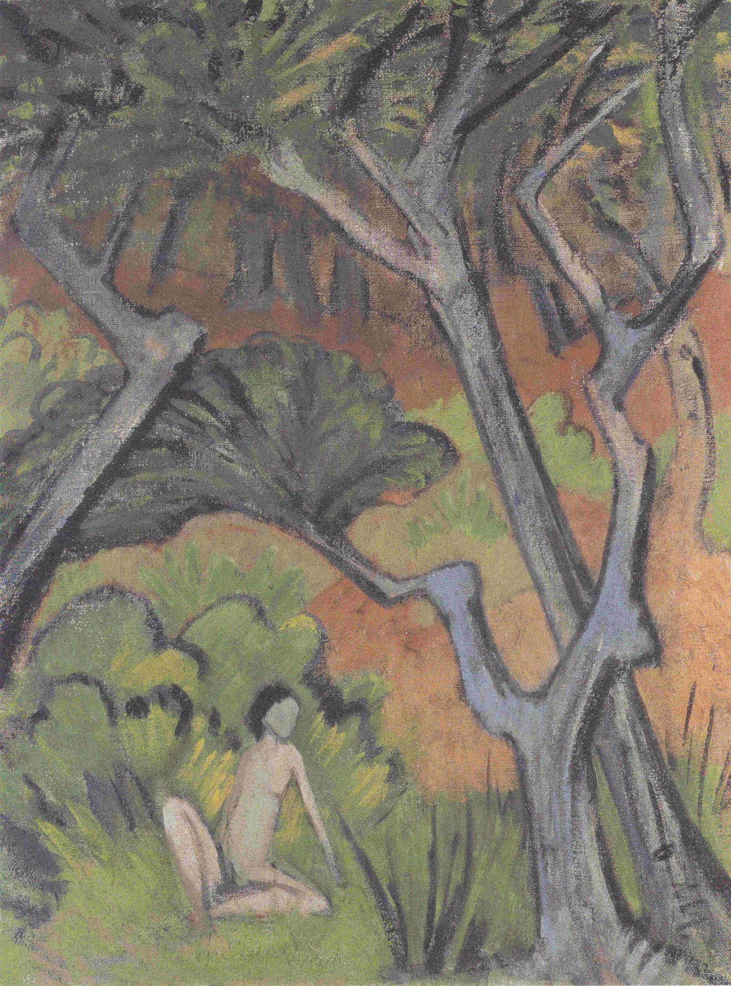 Waldlandschaft Mit Akt by Otto Mueller
