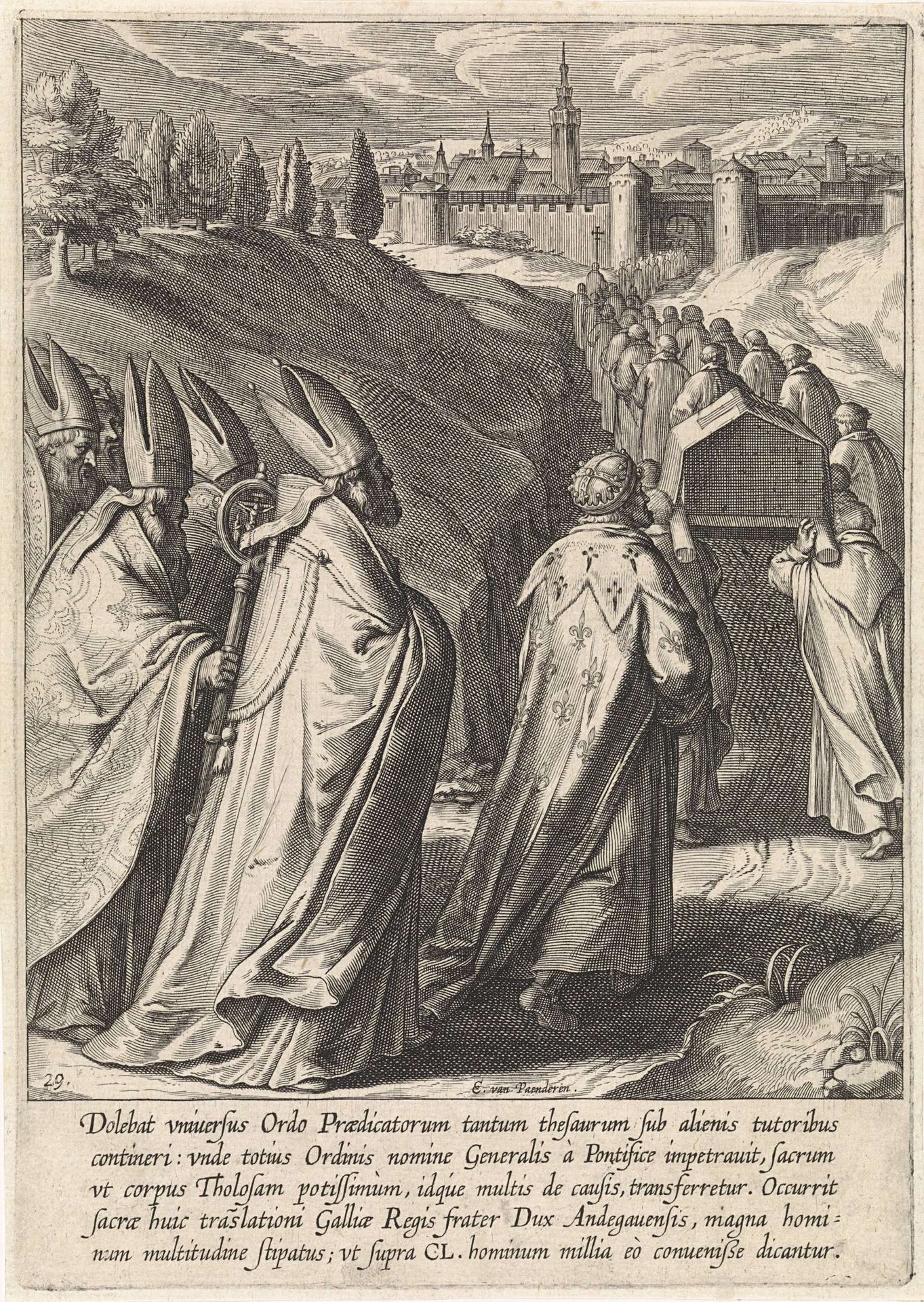 Doodskist van Thomas van Aquino wordt naar de Dominicaanse kerk van Toulouse gebracht by Egbert Van Panderen